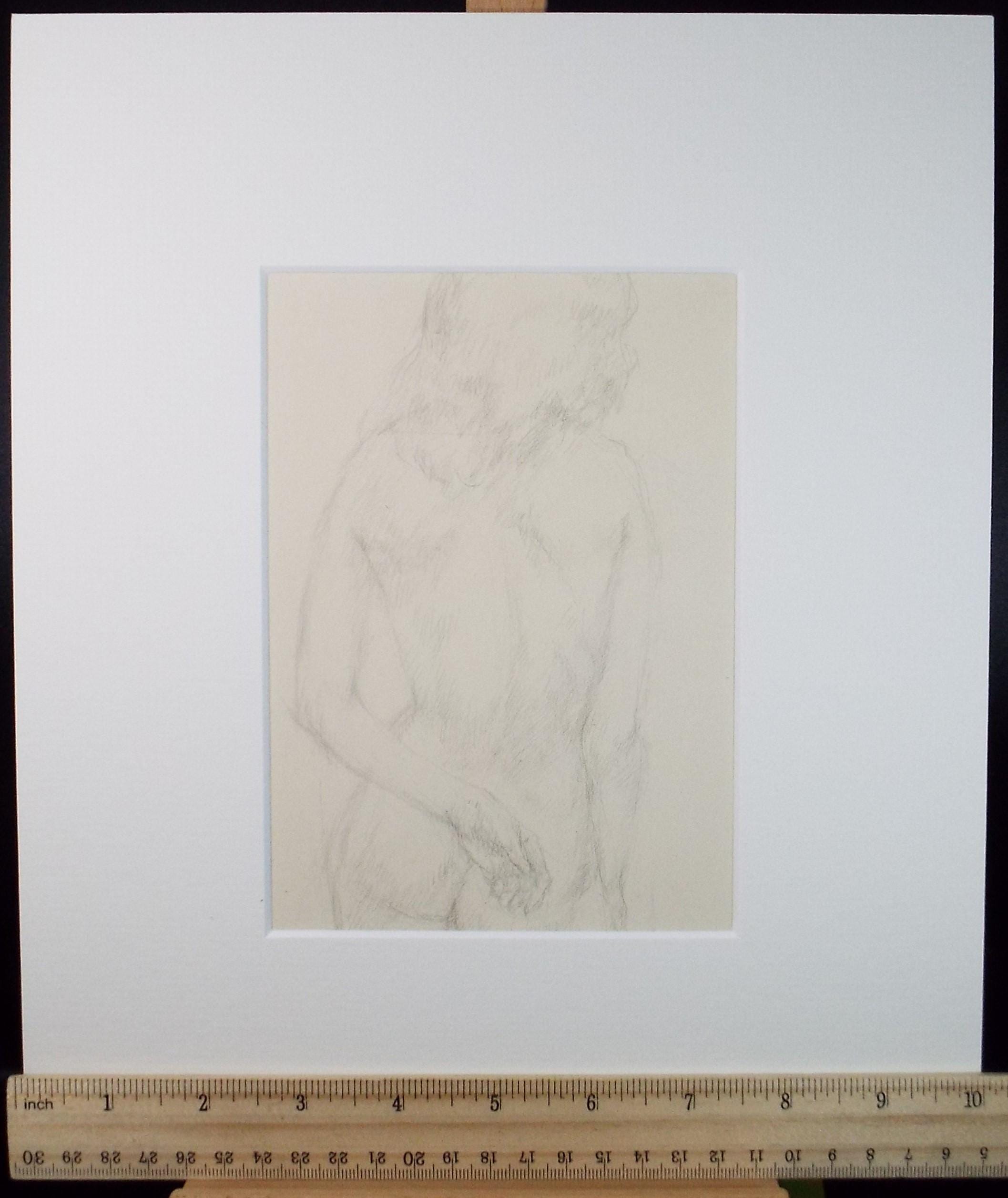 Pencil drawing 'Nude from rear', c1950s, C.D. Finley