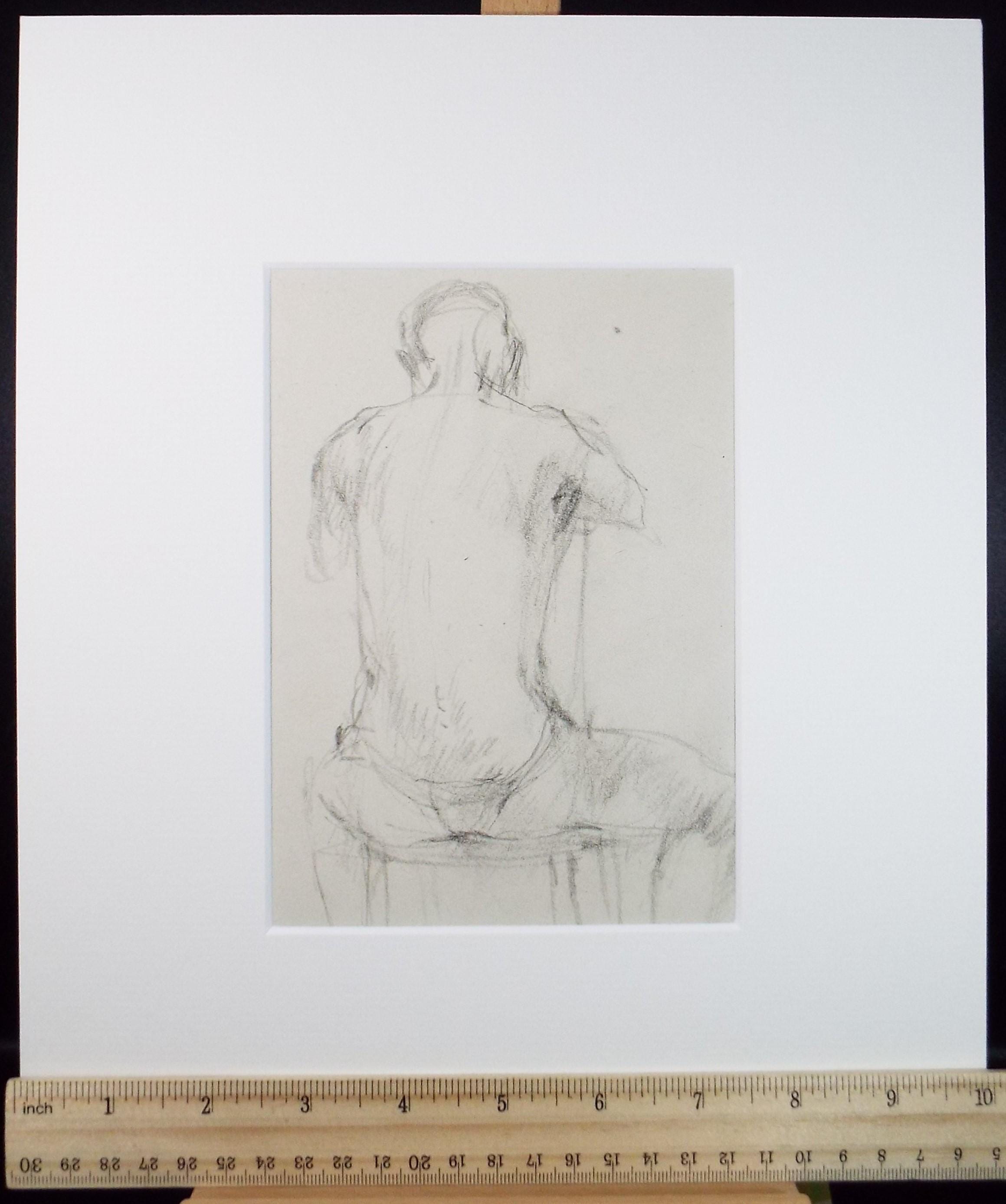 Pencil drawing 'Seated male', c1950s, C.D. Finley