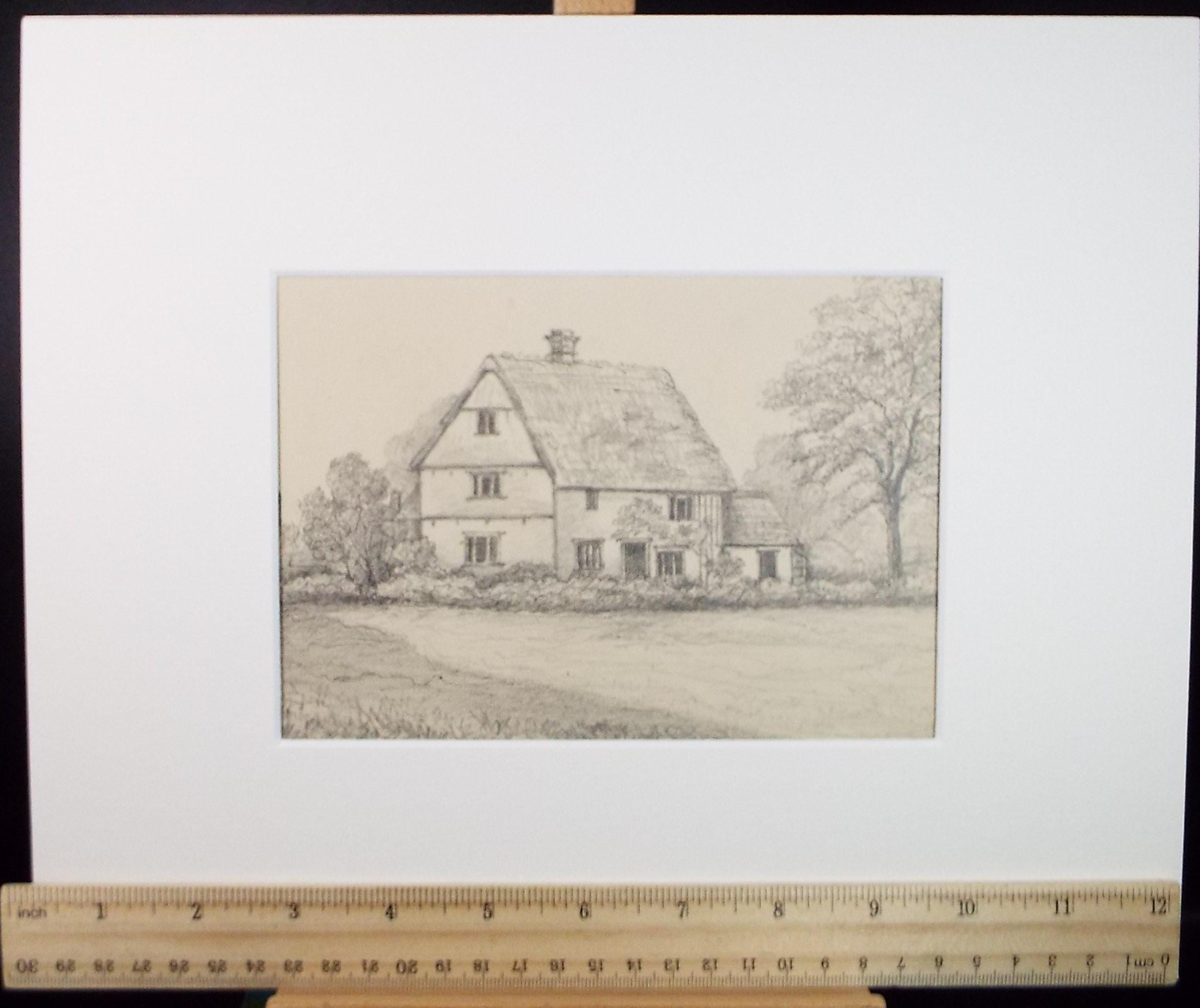 Original Pencil drawing, 'The Rat Catchers Cottage - Stradbroke', Dated 1877', artist unknown