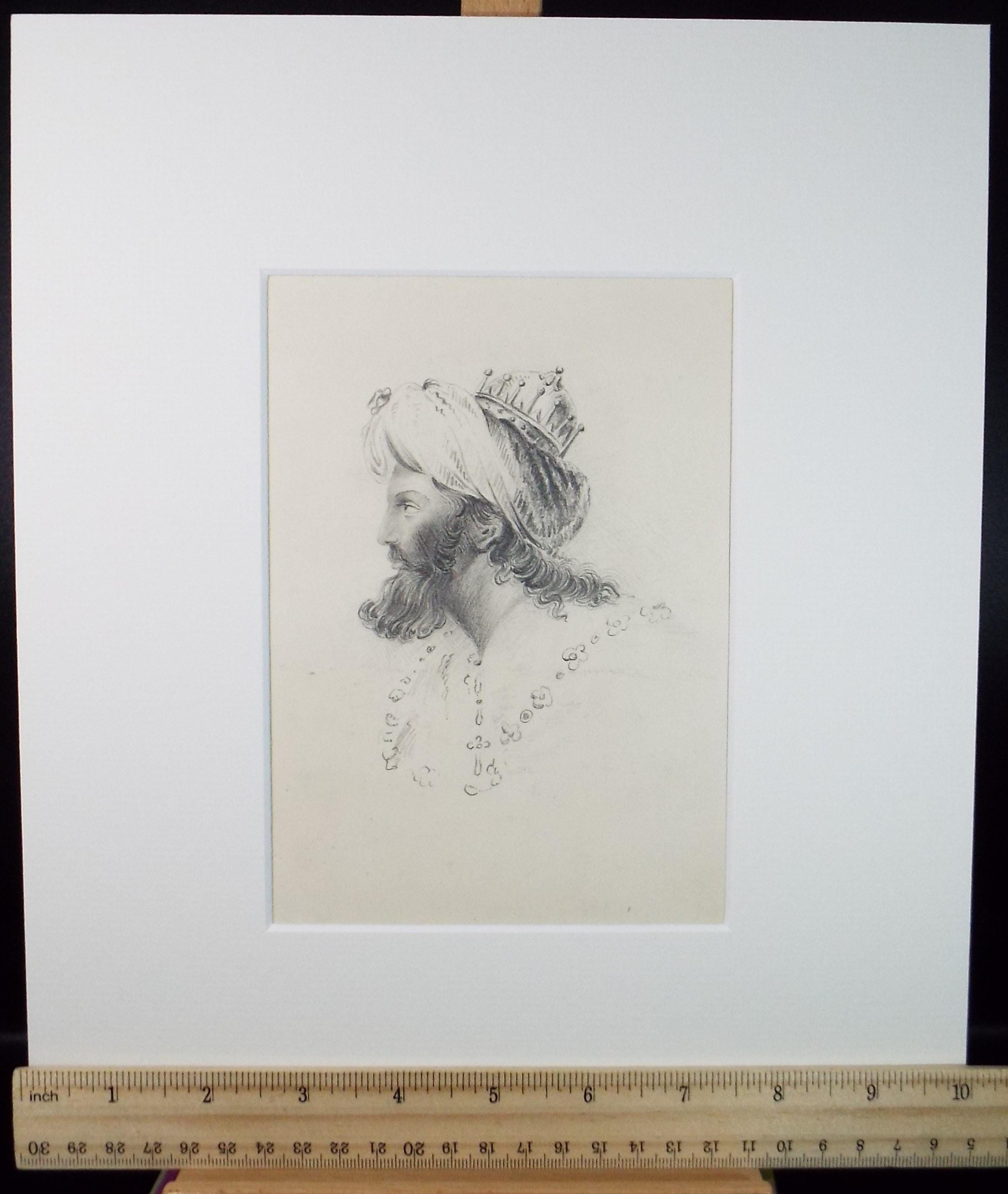 Original Pencil Sketch,'Arabic Prince', Circa 1870, Artist Unknown