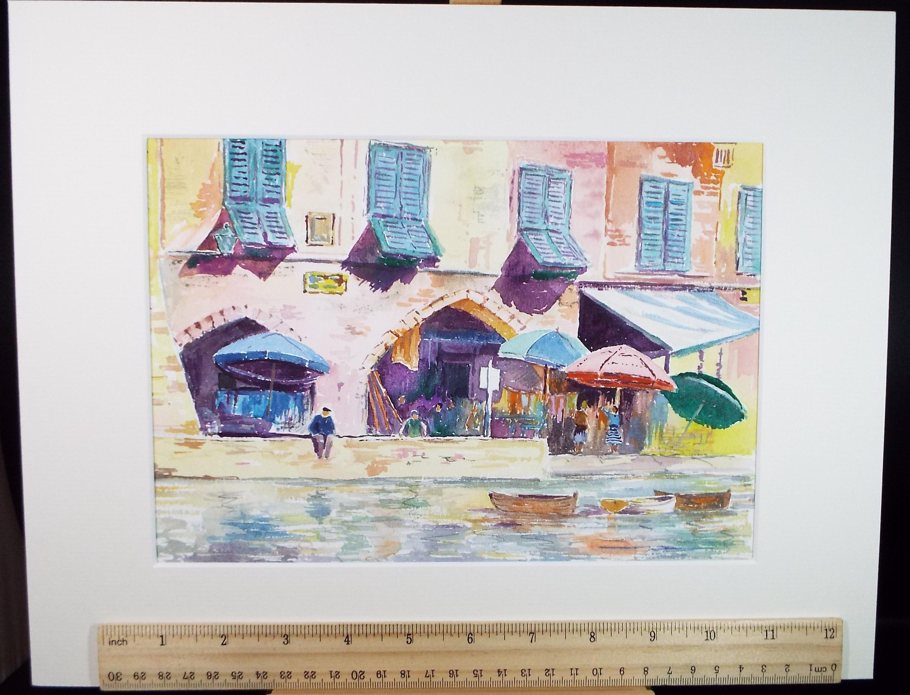 Original Watercolour, 'The Arches of Porto Fino', Circa 1980's, V R Burrow