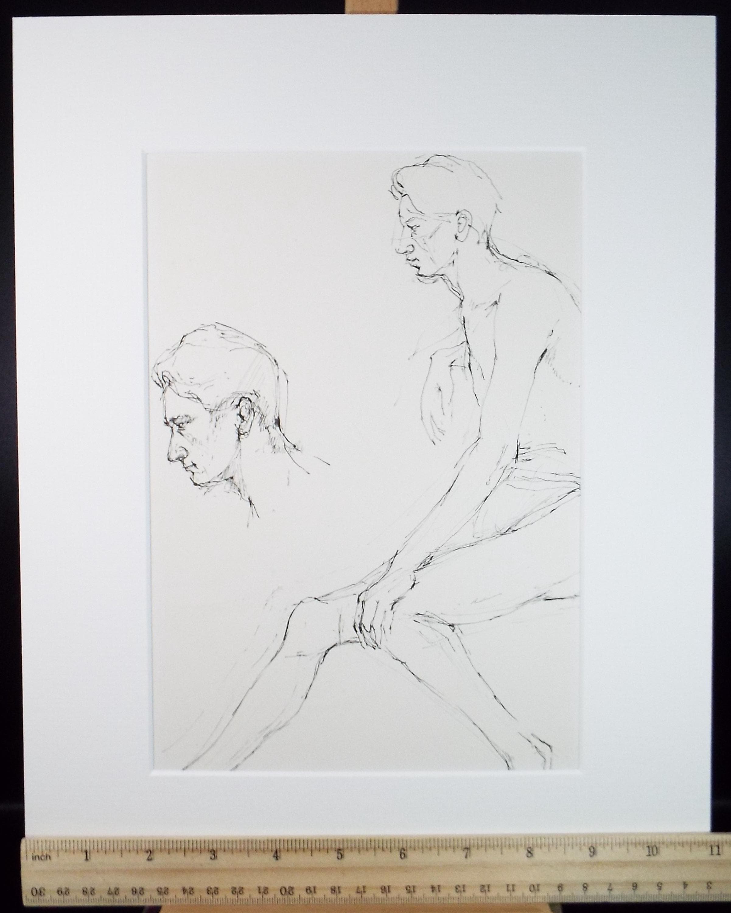 Pen & ink drawing 'Seated Male figure', c1950s, C.D. Finley