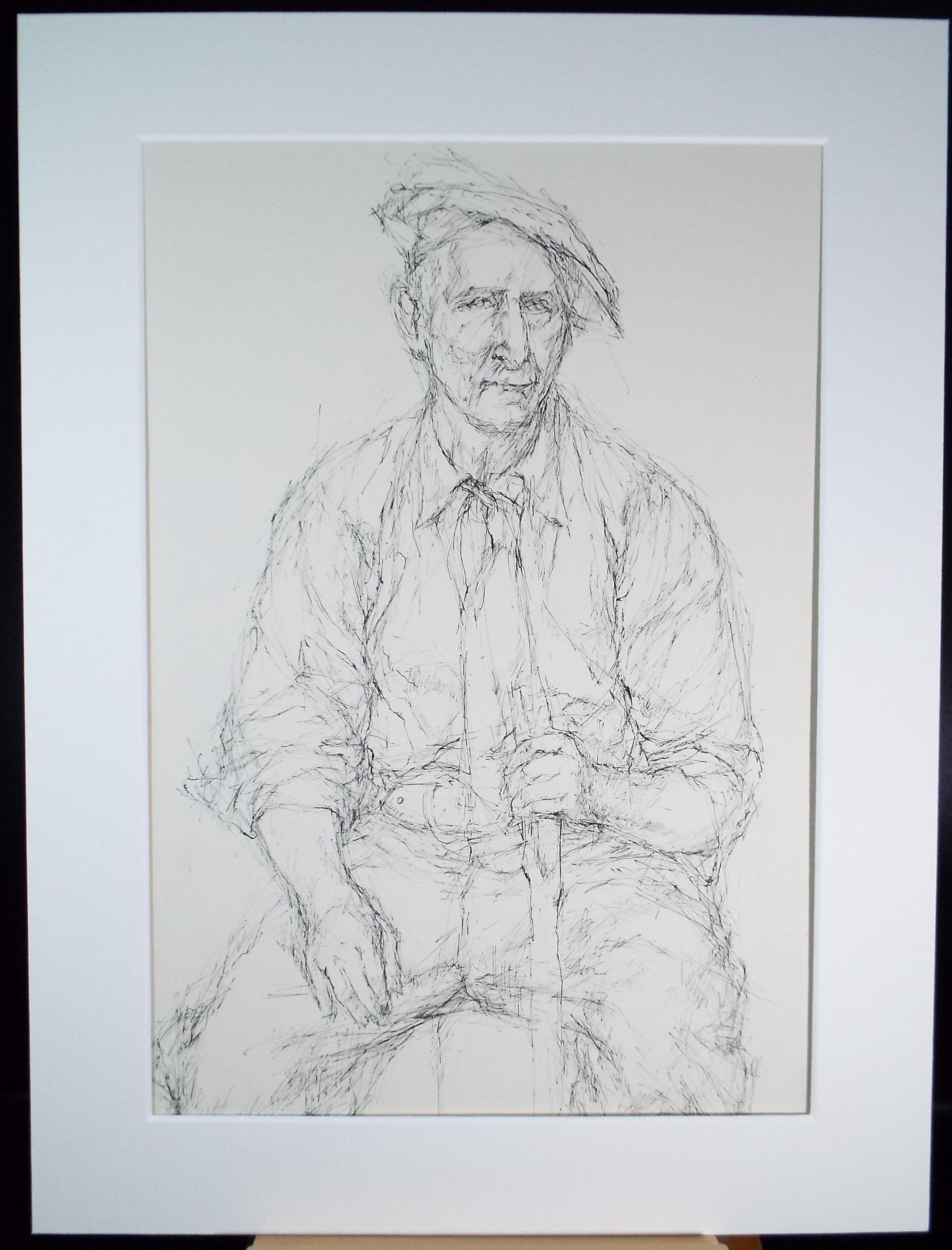Pen & ink drawing, 'Seated man', c1950s, C.D. Finley