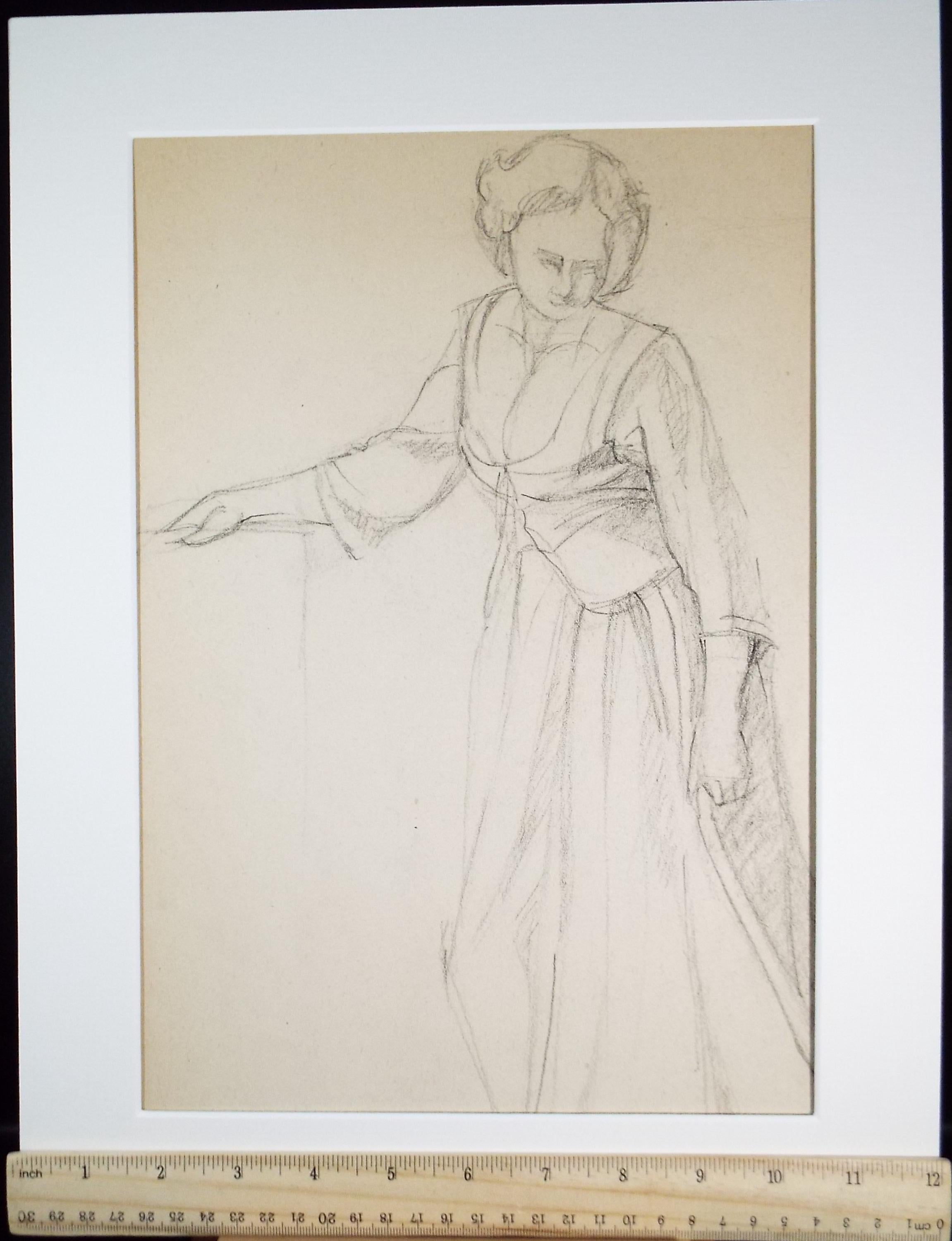Pencil drawing 'Standing Woman', c1950s, C.D. Finley