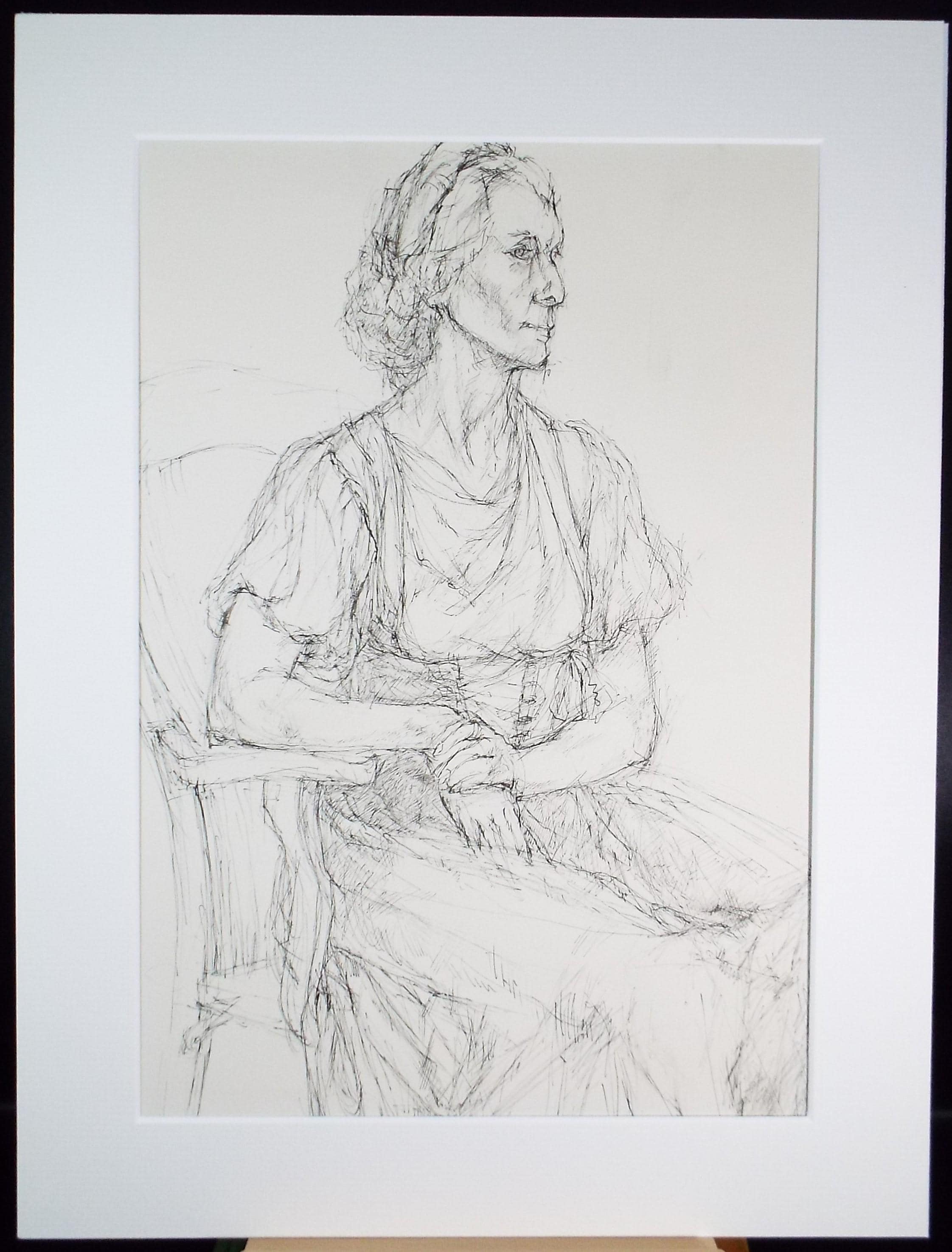 Pen & ink drawing 'Seated Woman', c1950s, C.D. Finley