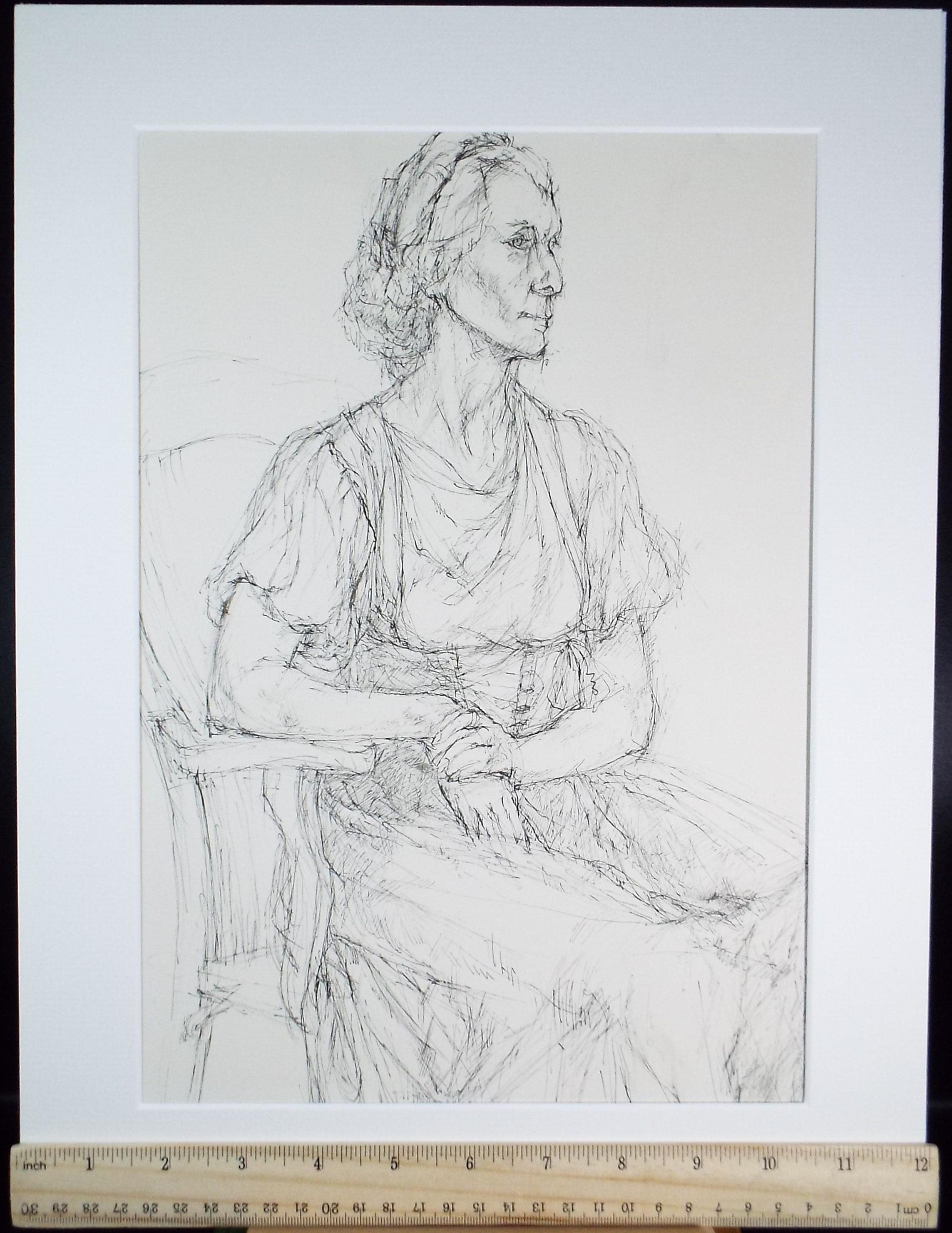 Pen & ink drawing 'Seated Woman', c1950s, C.D. Finley