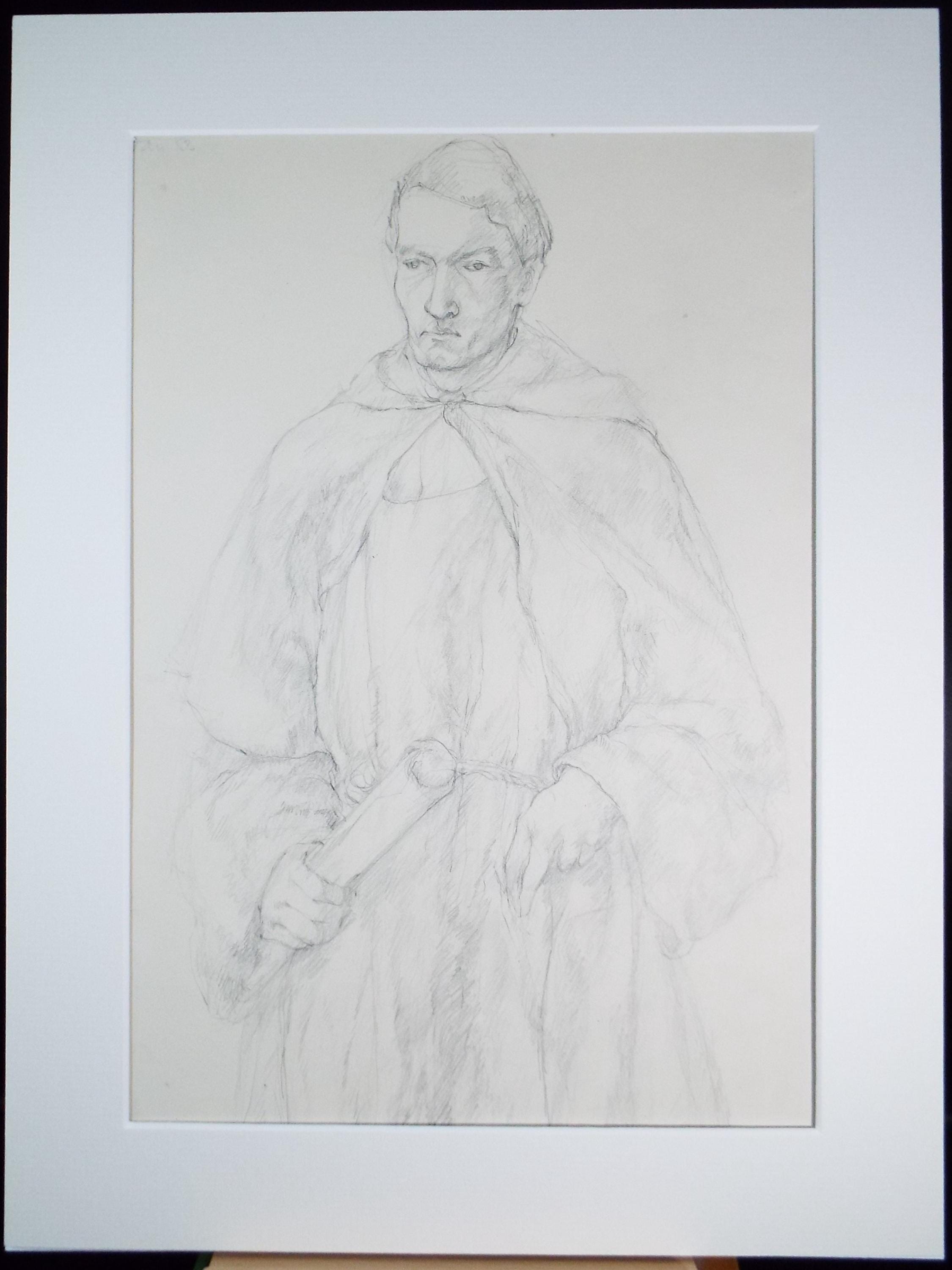 Pencil drawing 'Robed Messenger', c1950s, C.D. Finley