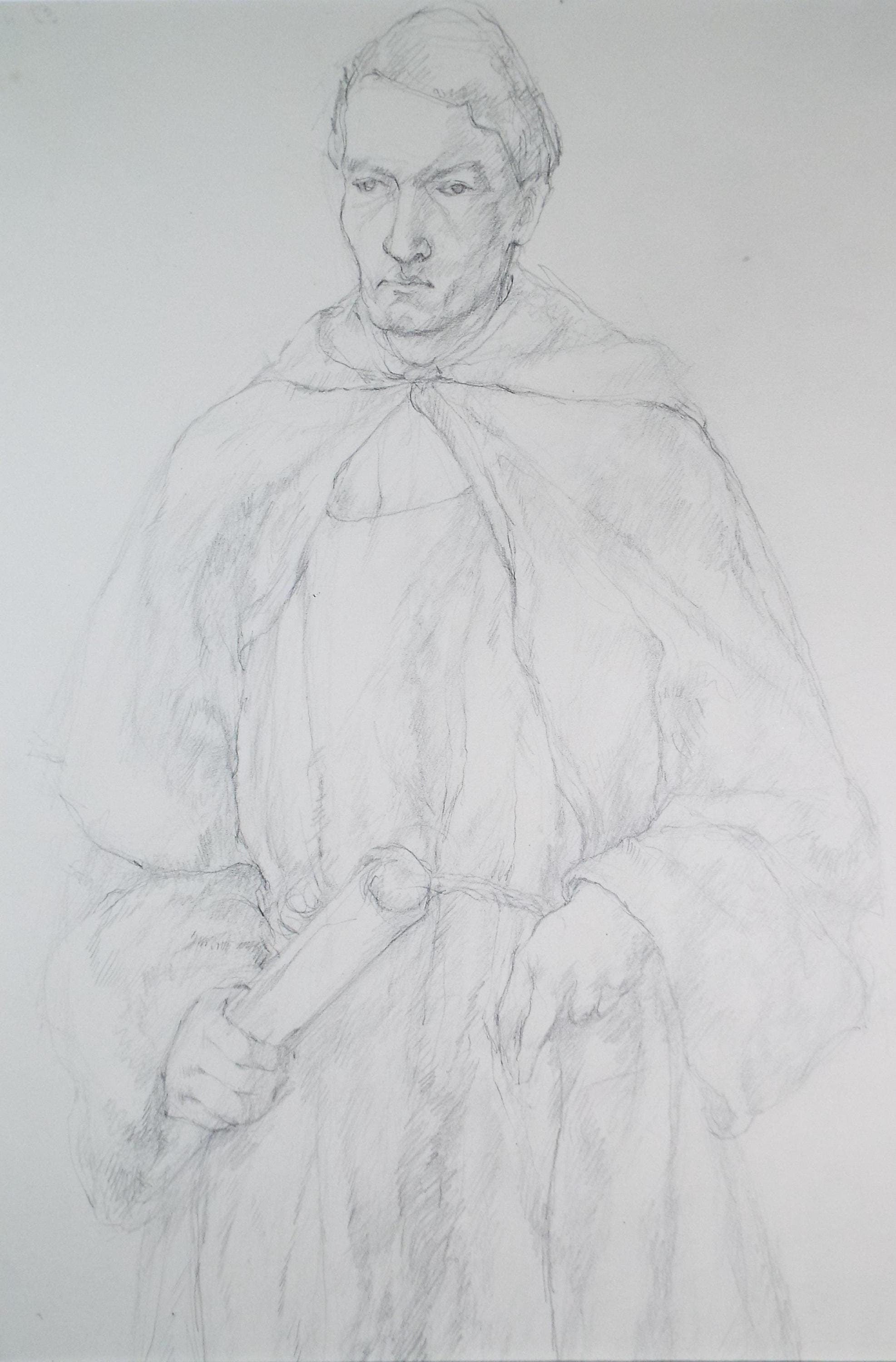 Pencil drawing 'Robed Messenger', c1950s, C.D. Finley