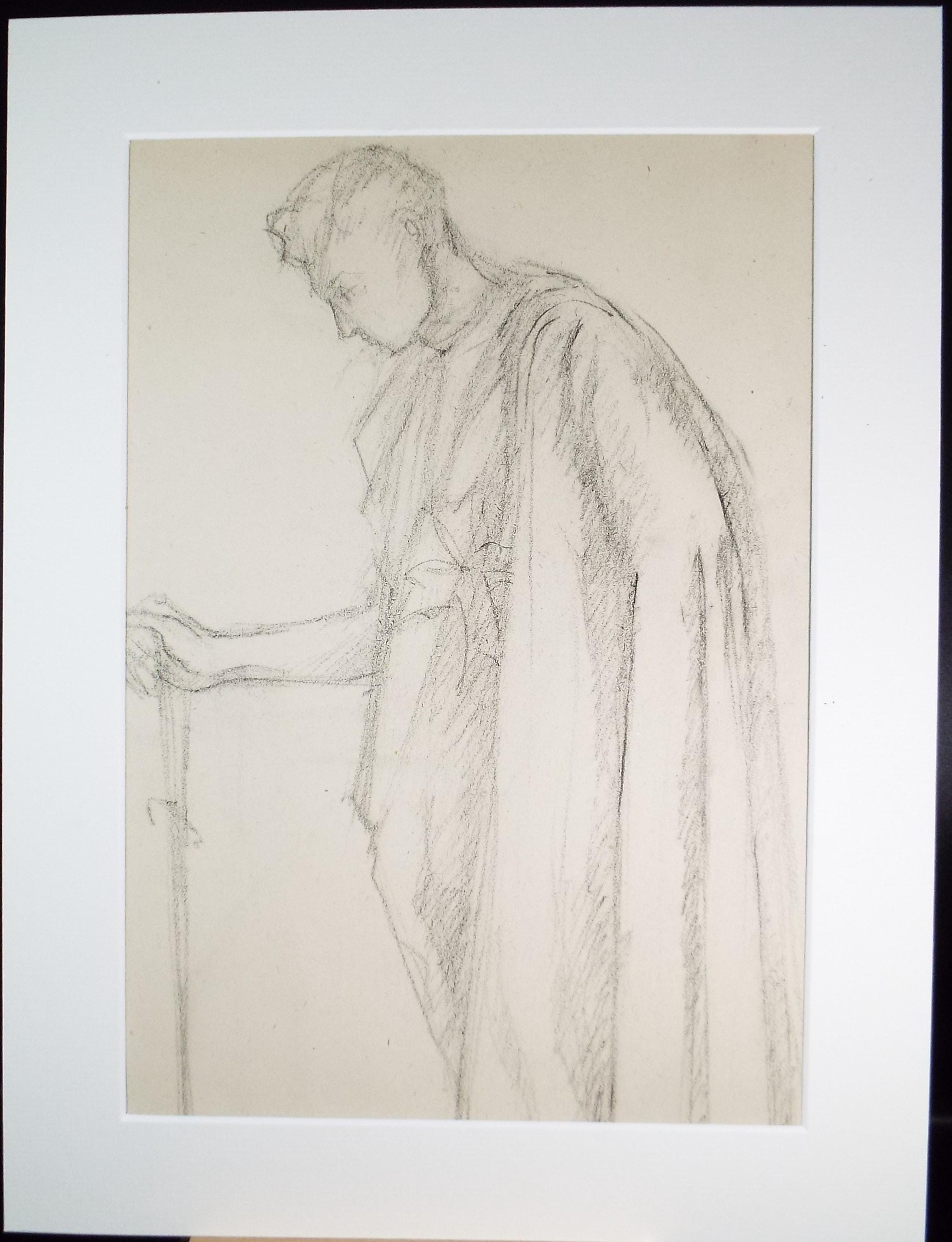 Pencil drawing 'Robed Figure', c1950s, C.D. Finley