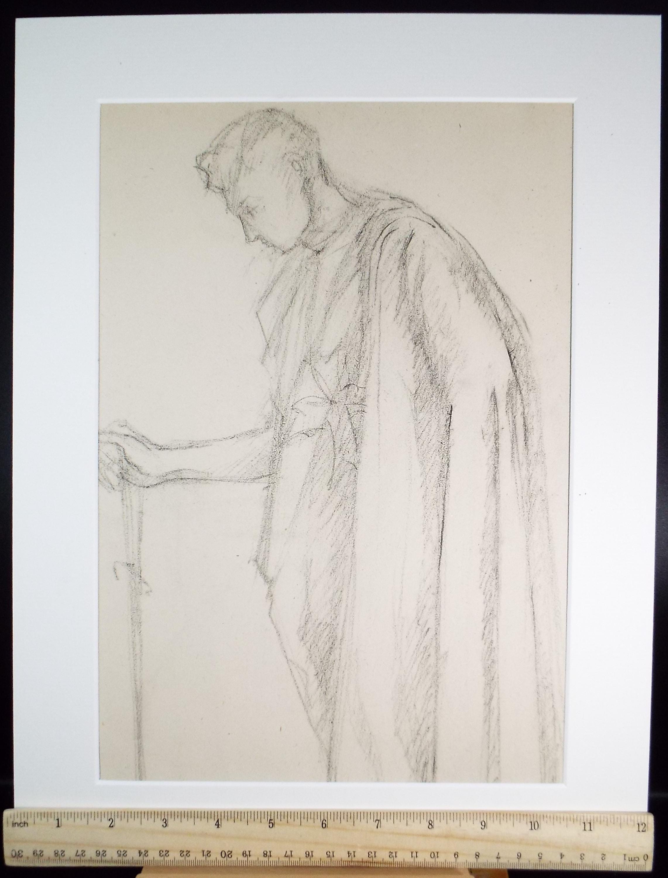 Pencil drawing 'Robed Figure', c1950s, C.D. Finley