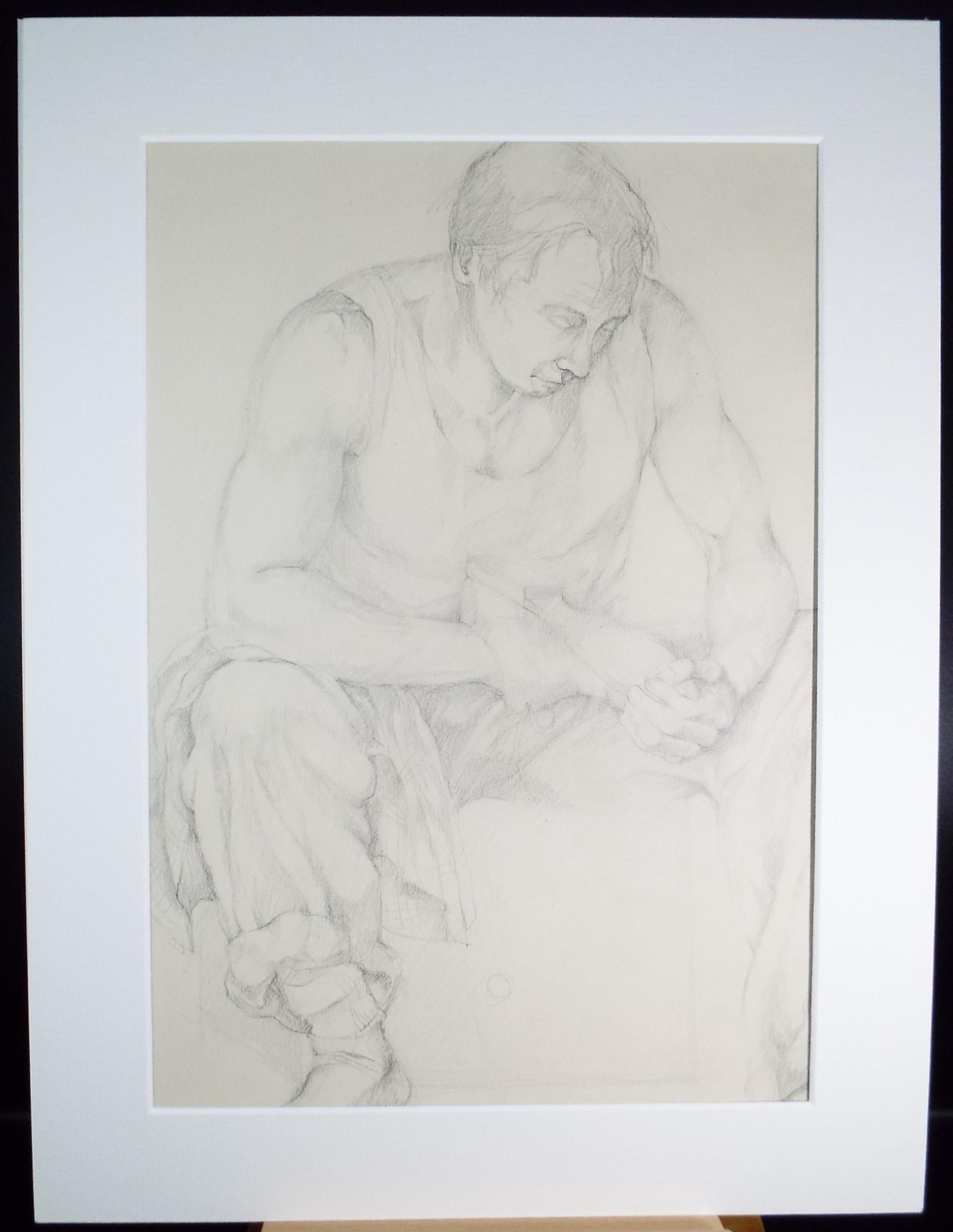 Pencil drawing 'Hole in my shoe', c1950s, C.D. Finley