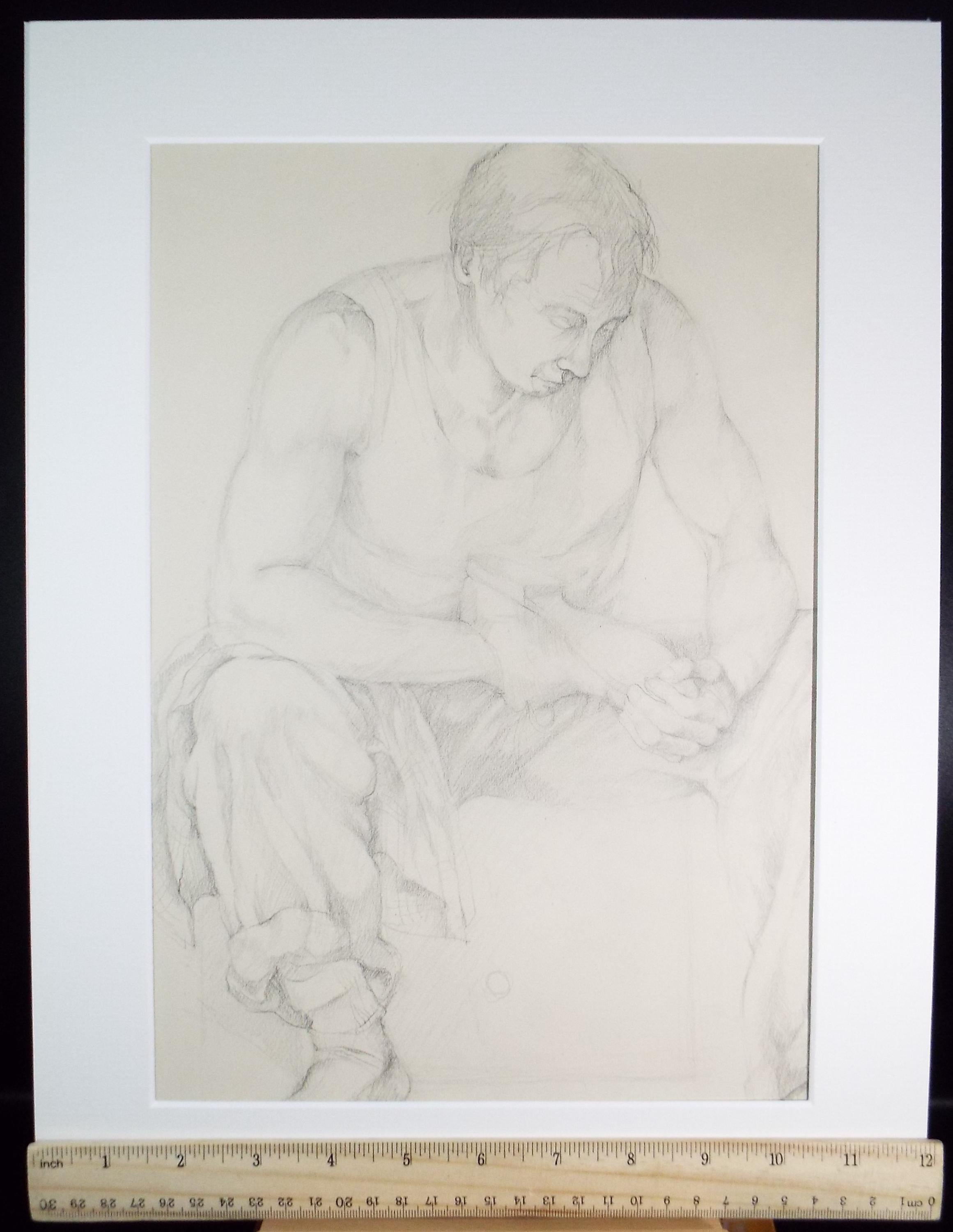 Pencil drawing 'Hole in my shoe', c1950s, C.D. Finley