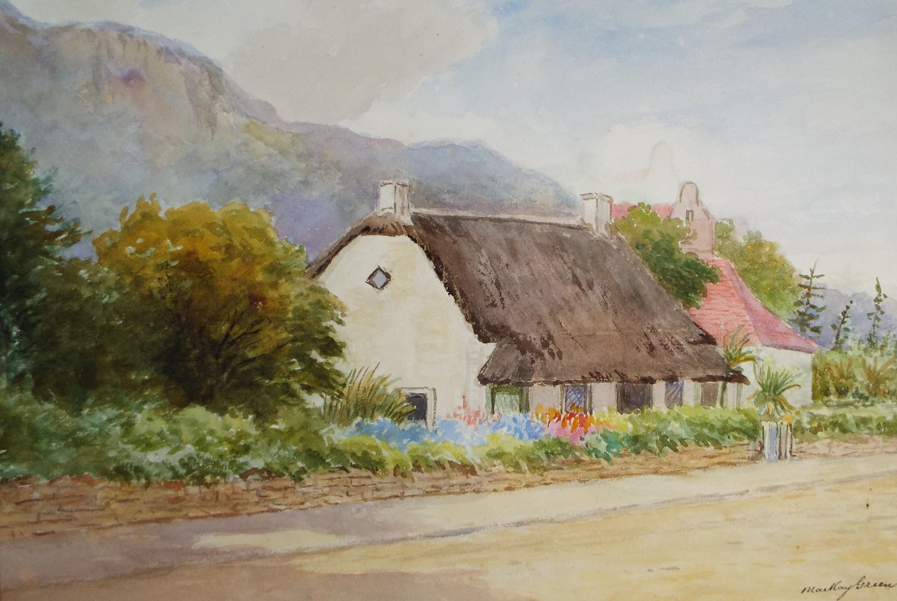 Original Watercolour 'Cottage where Cecil Rhodes died', c1920s, Mackay Green