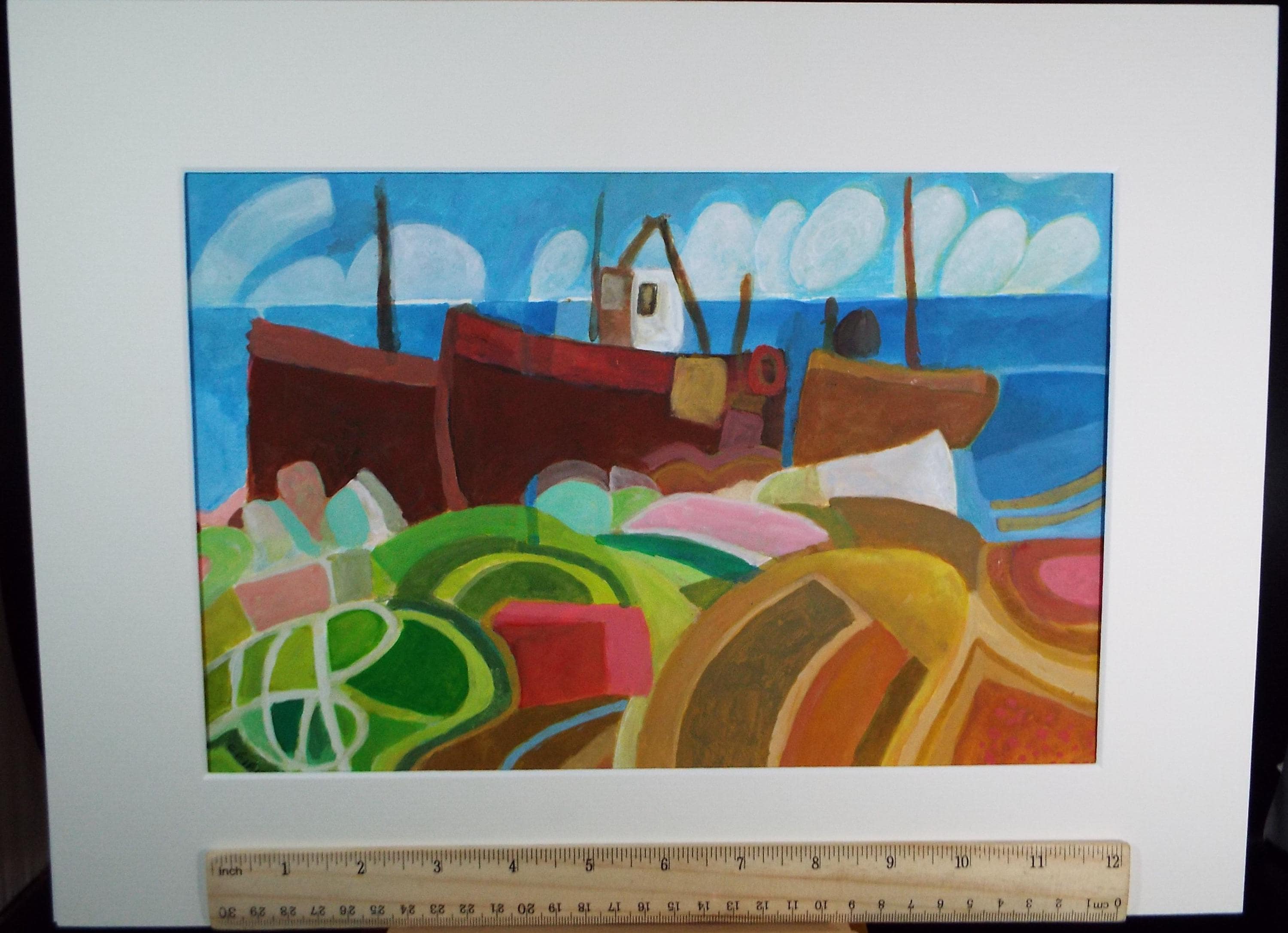 Original Watercolour & Gouache, 'Boats on the Shore', Colin Fifield (1940-2022), Circa 1980's