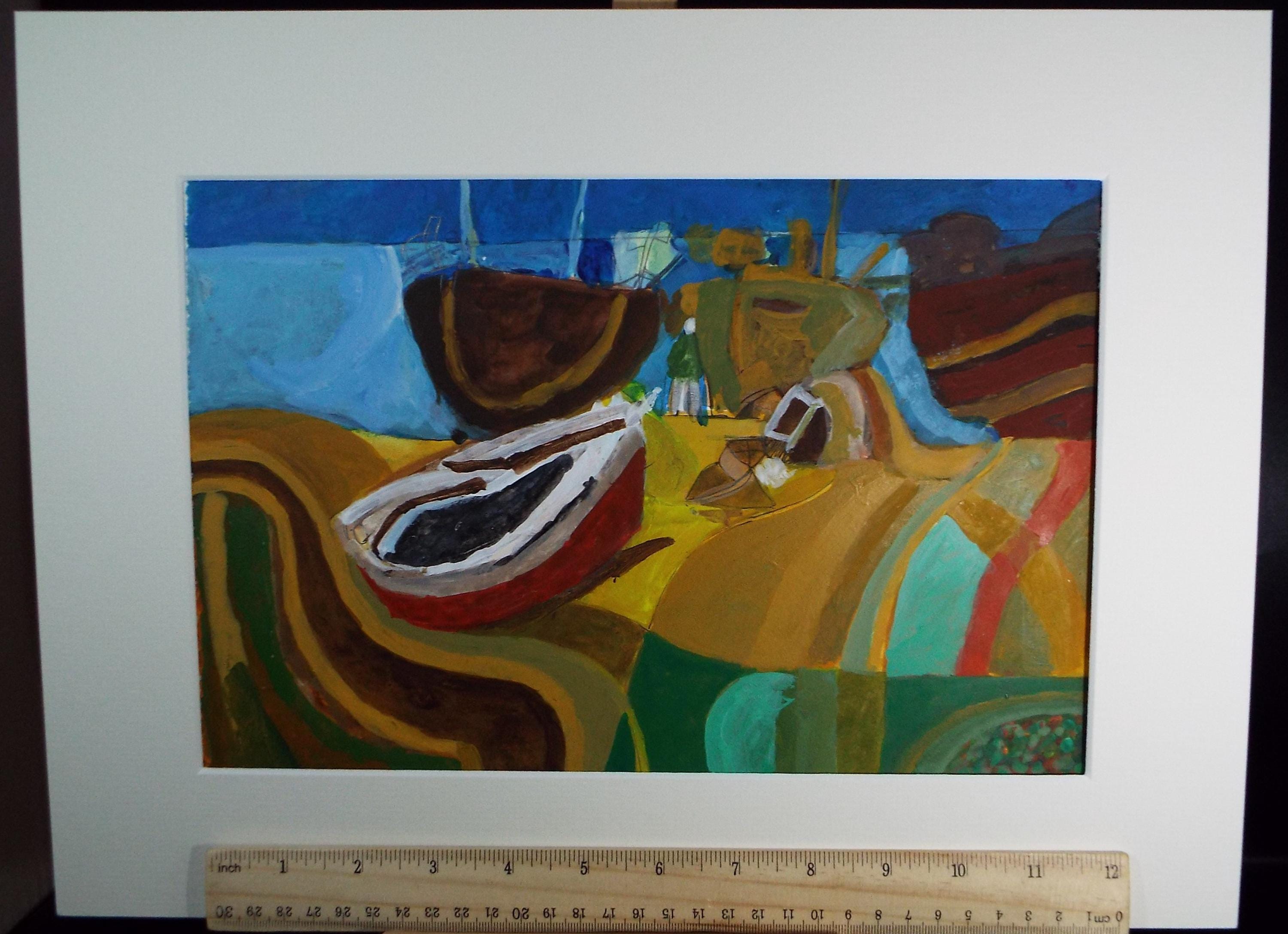 Original Watercolour & Gouache, 'Boats on the Shore', Colin Fifield (1940-2022), Circa 1980's