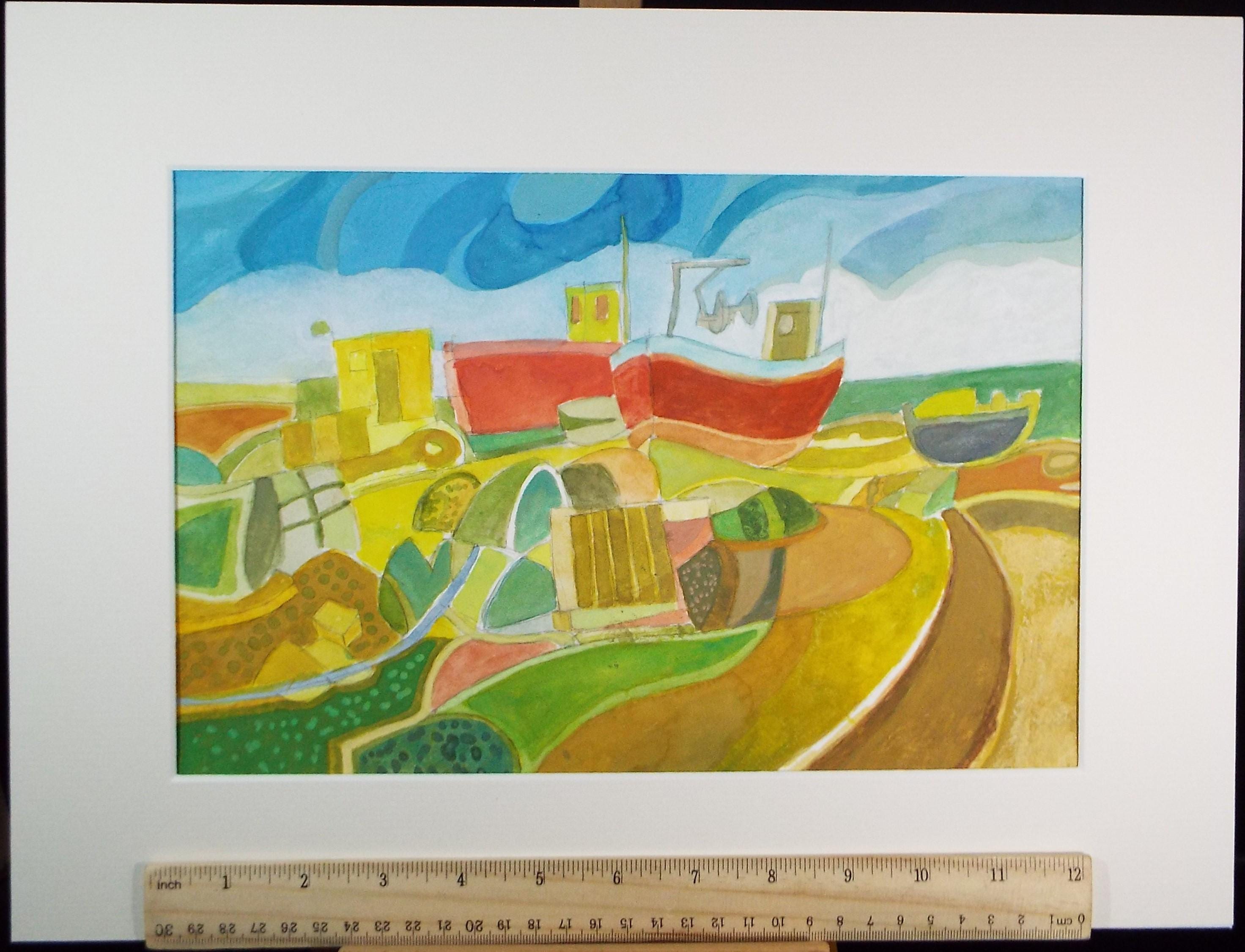 Original Watercolour & Gouache, 'Boats on the Shore', Colin Fifield (1940-2022), Circa 1980's