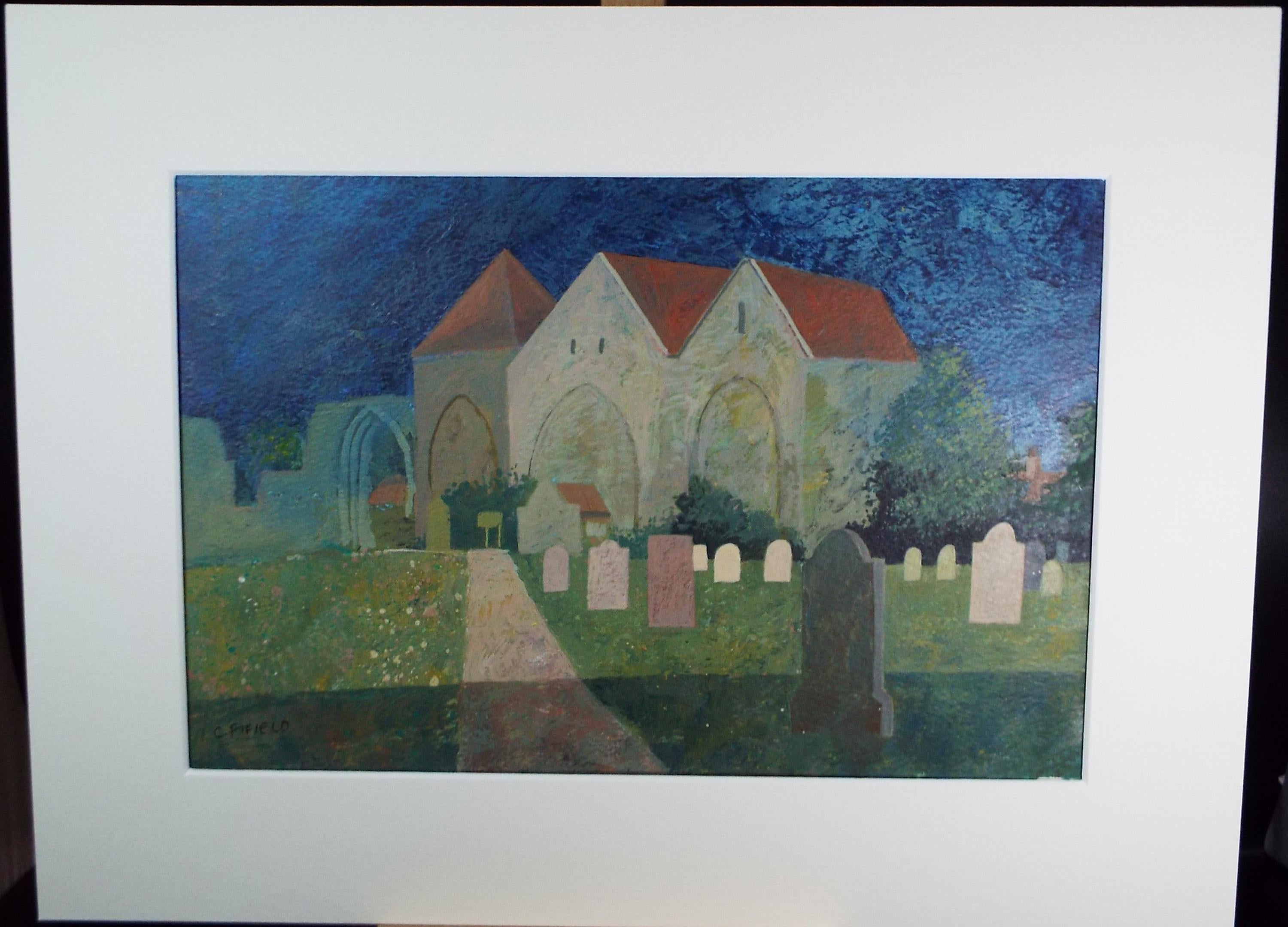 Original Gouache & acrylic, 'Village Church', Colin Fifield (1940-2022), Circa 1980's