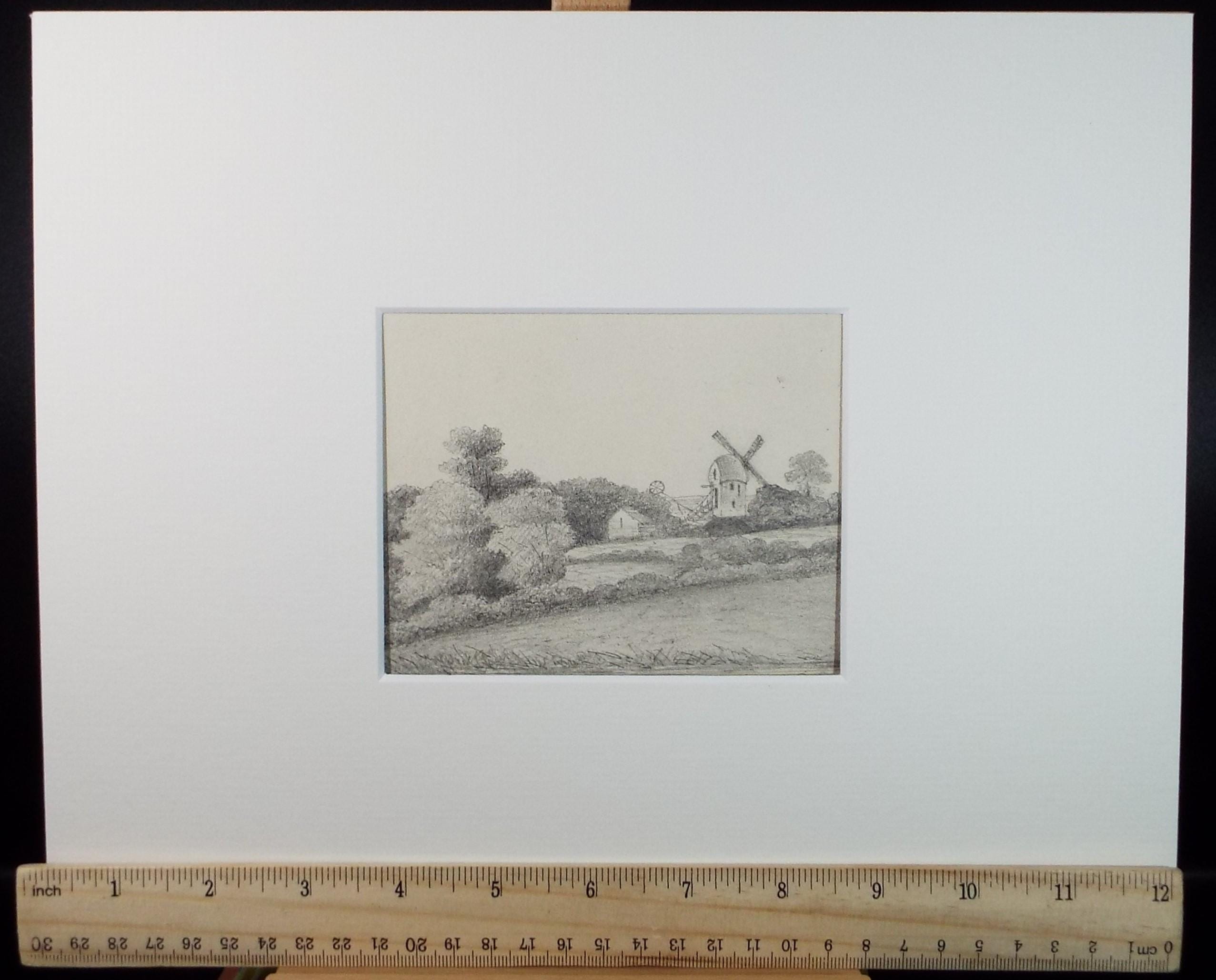 Original Pencil drawing , 'Longs Mill, Stadbroke', Dated 1878, artist unknown