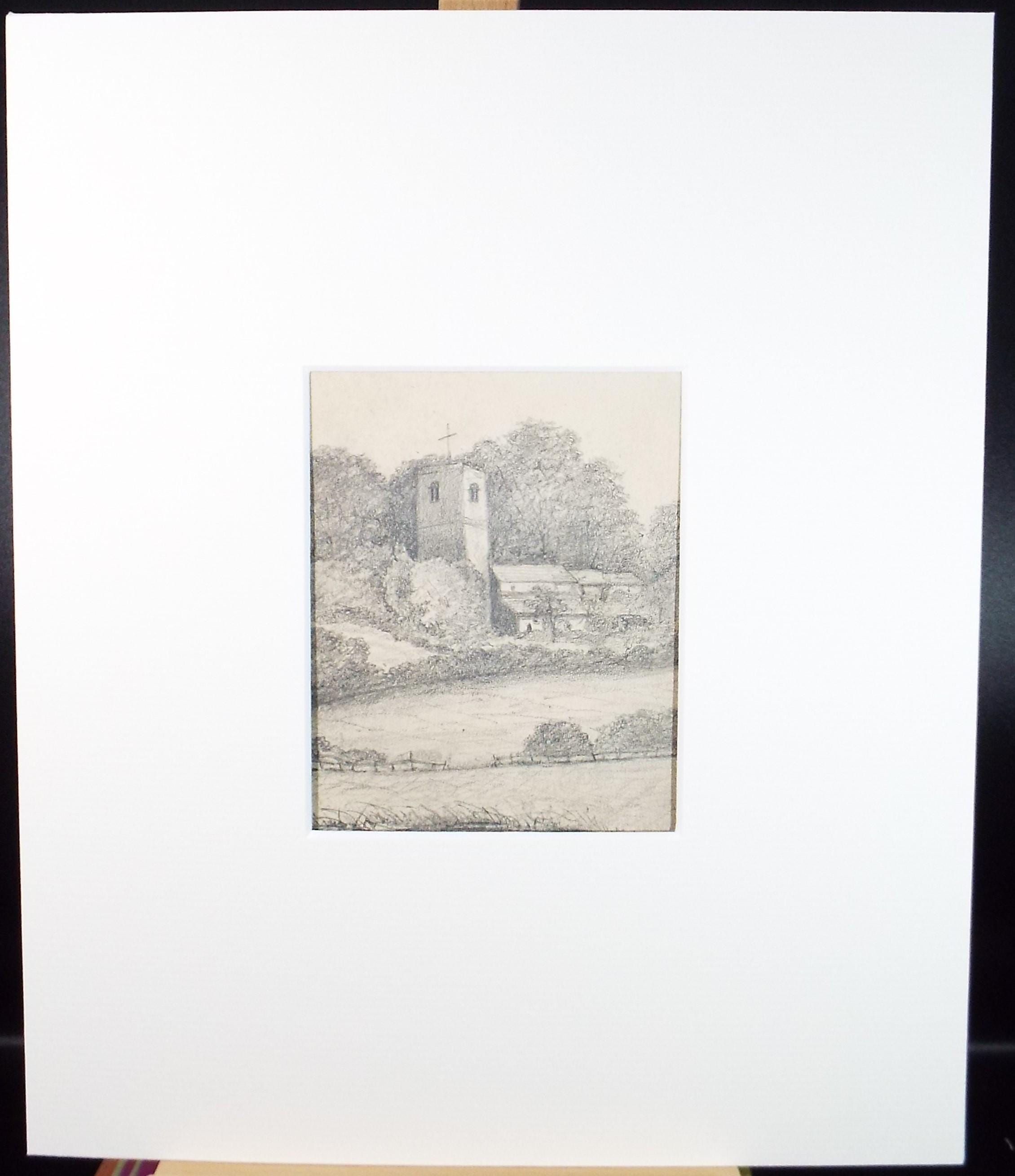 Original Pencil drawing , 'Ra Church', Circa 1870's, artist unknown