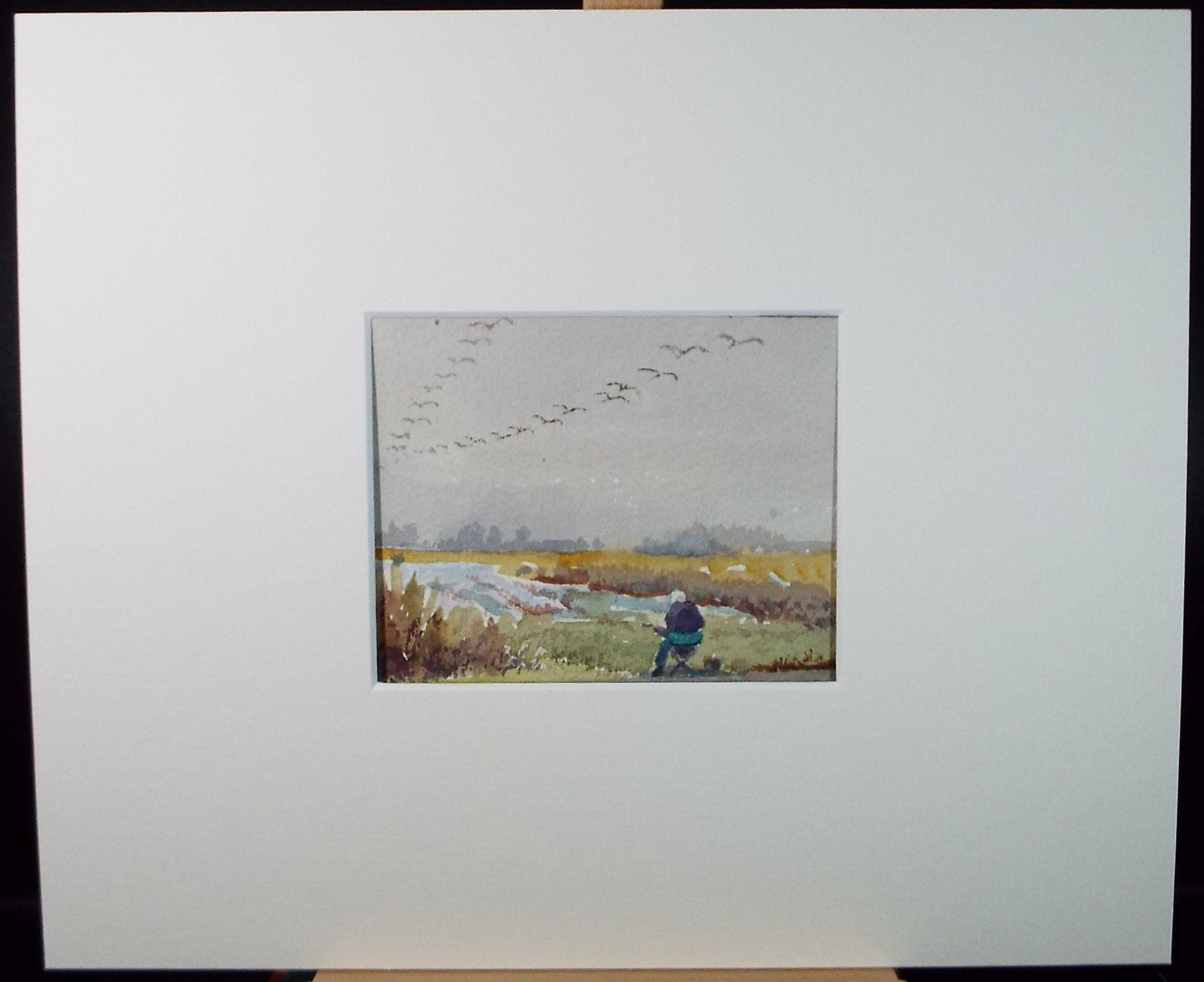 Original Watercolour, 'The Artist Sketching', Dated 1998, Artist Unknown