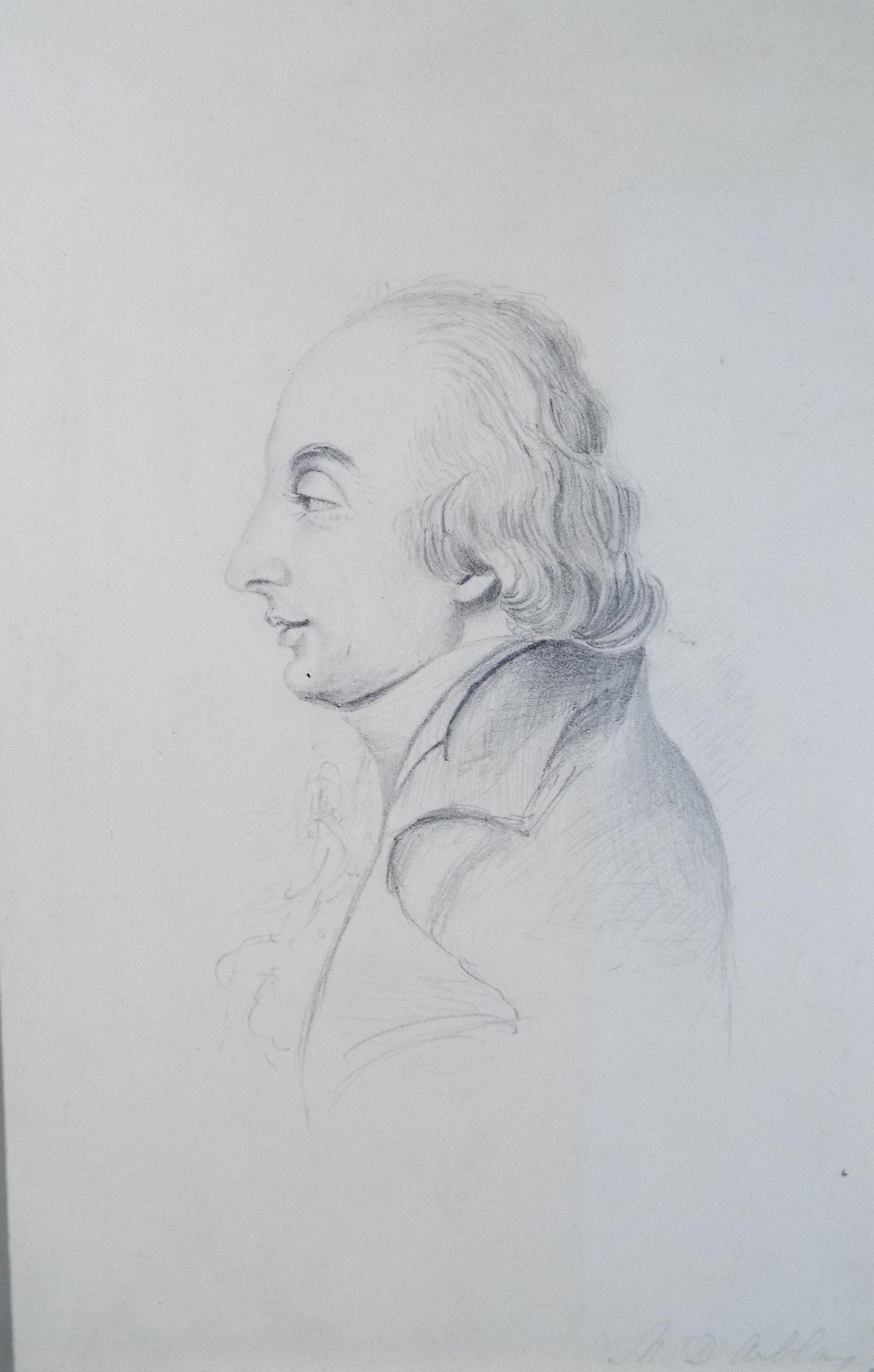 Original Pencil Sketch,'Portrait of a Gentleman', Artist unknown, dated 1855