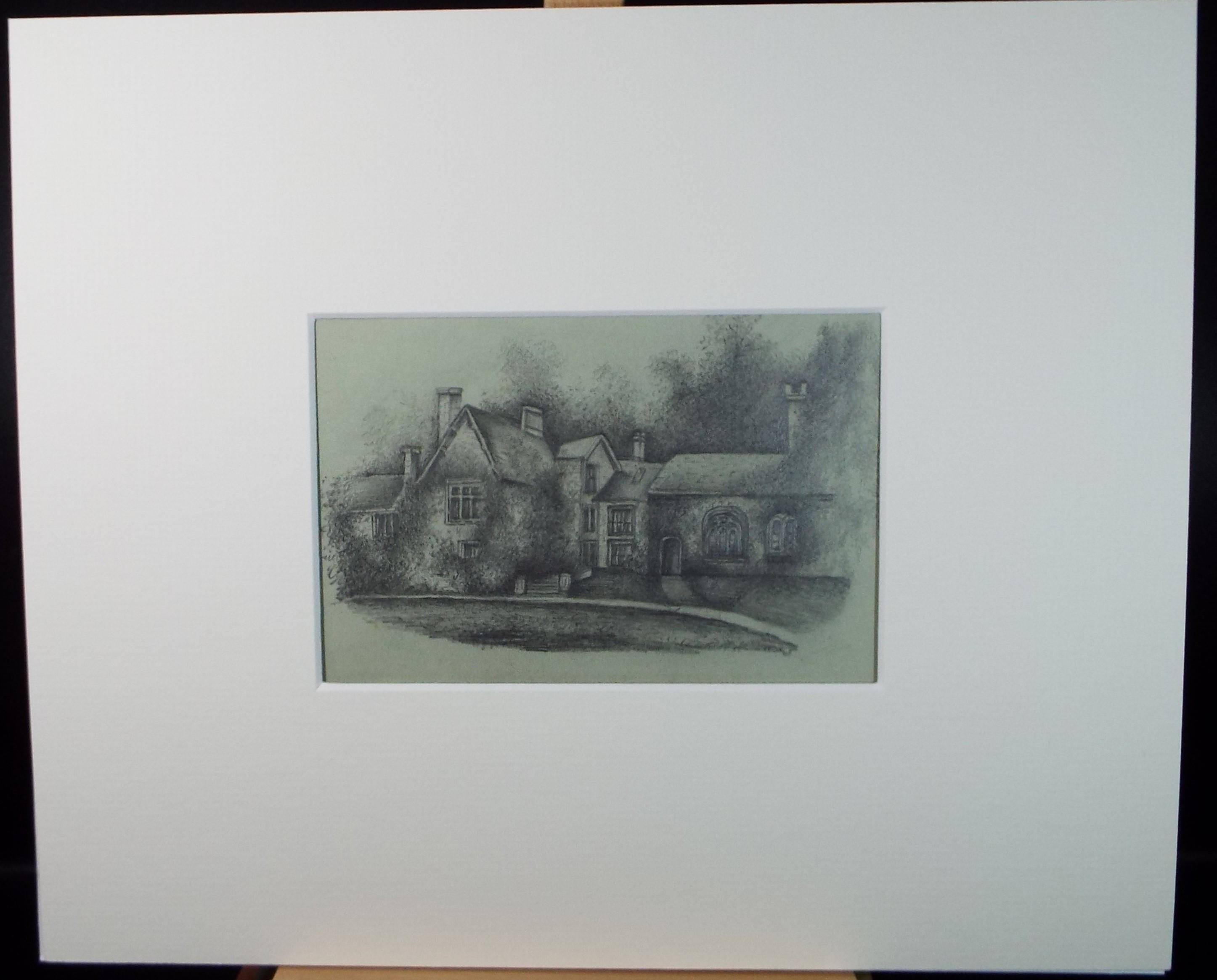 Original Pencil drawing Circa 1850's, 'Country House' - Unknown Artist