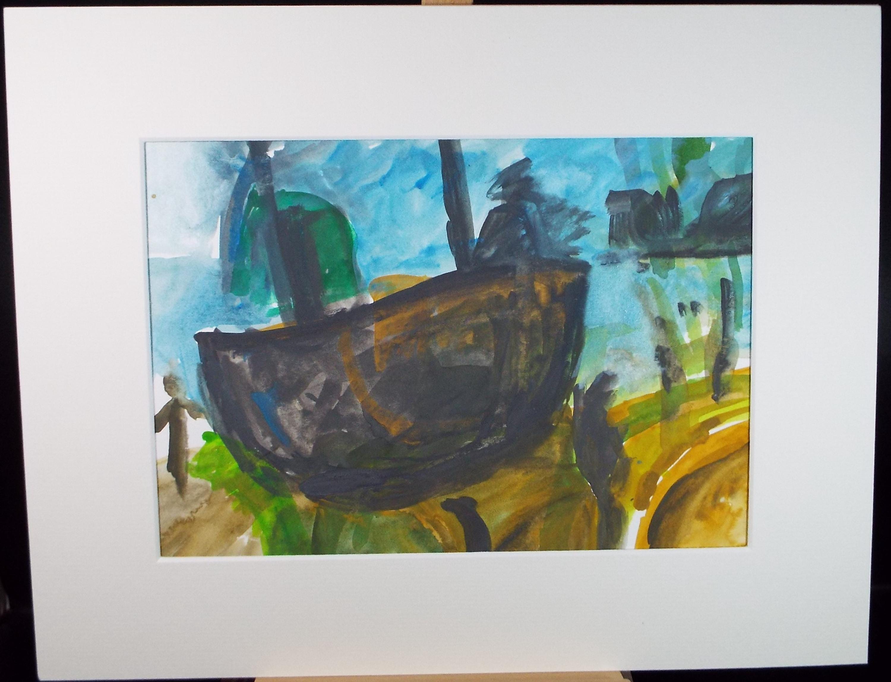 Original Watercolour & Gouache, 'Boat on the Shore', Colin Fifield (1940-2022), Circa 1980's