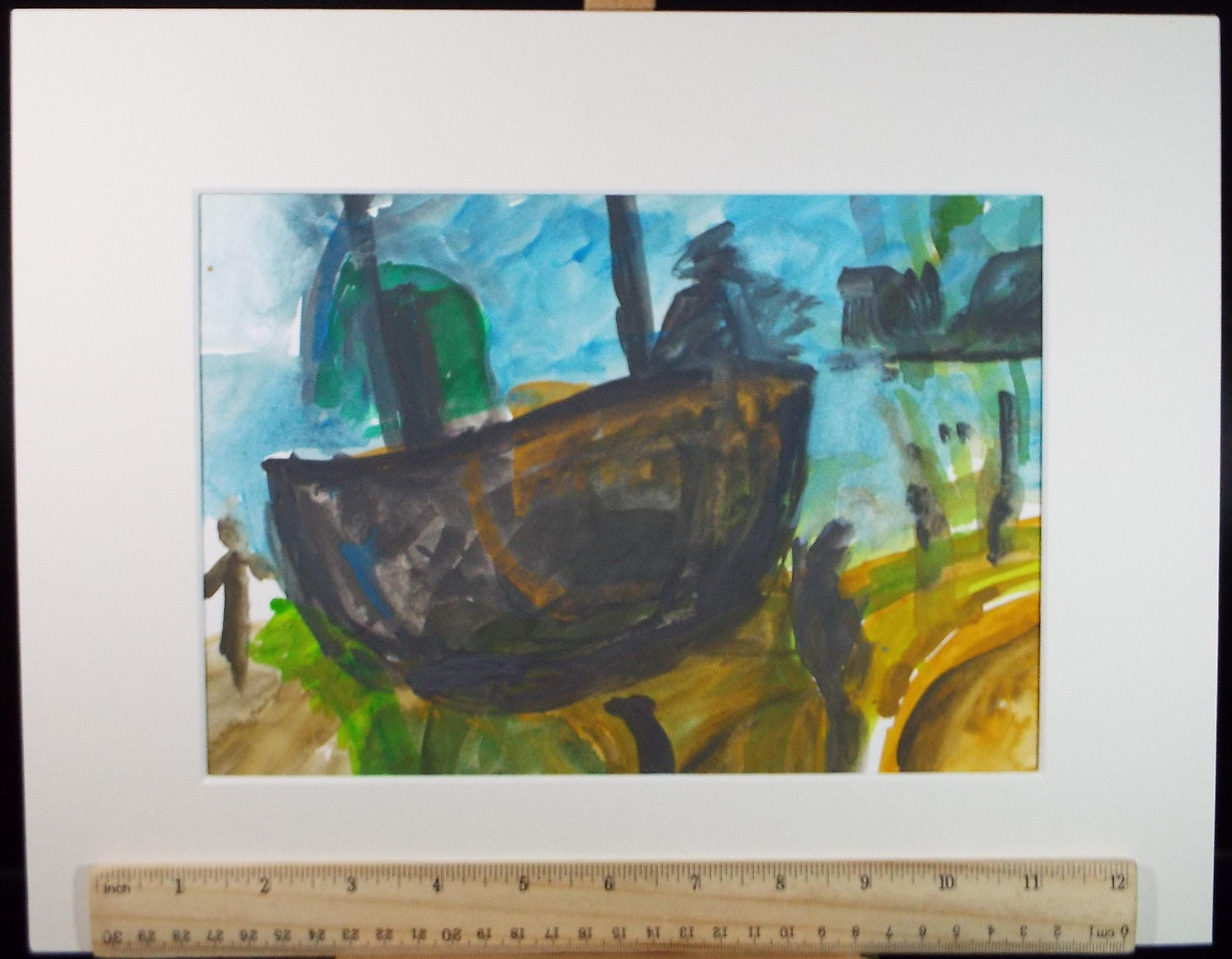 Original Watercolour & Gouache, 'Boat on the Shore', Colin Fifield (1940-2022), Circa 1980's