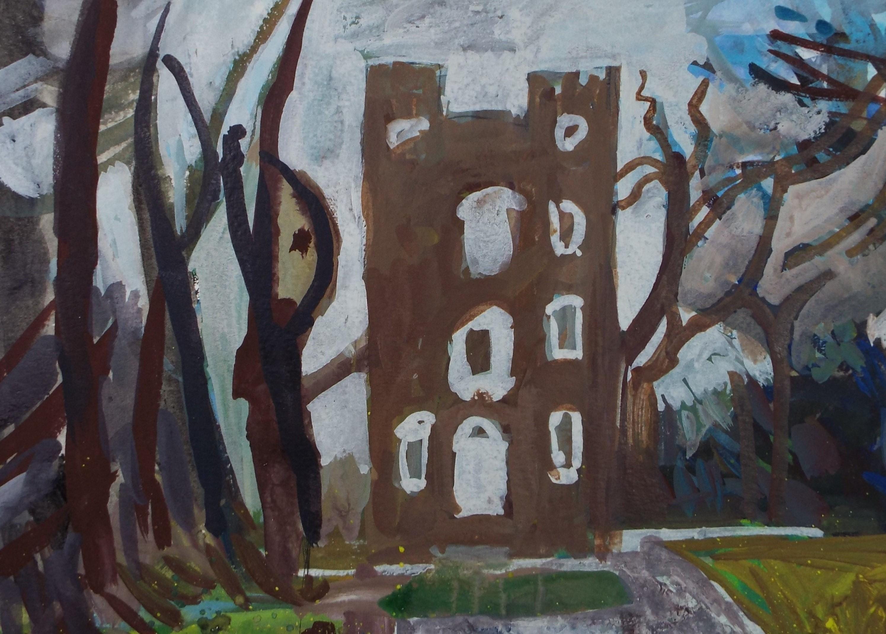 Original Watercolour & Gouache, 'Tower House in the woods', Colin Fifield (1940-2022), Circa 1980's