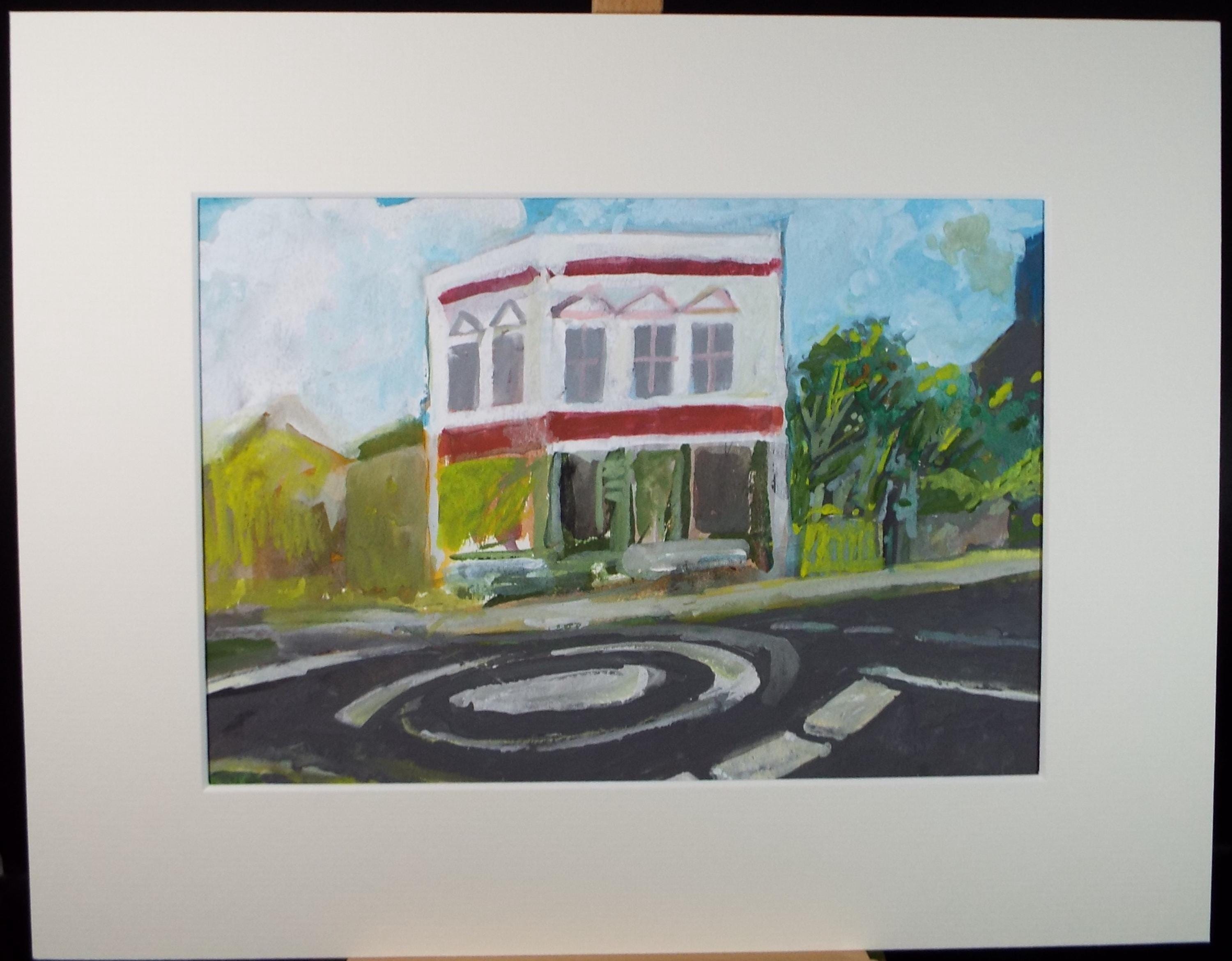 Original Watercolour & Gouache, 'Building on the Roundabout', Colin Fifield (1940-2022), Circa 1980's