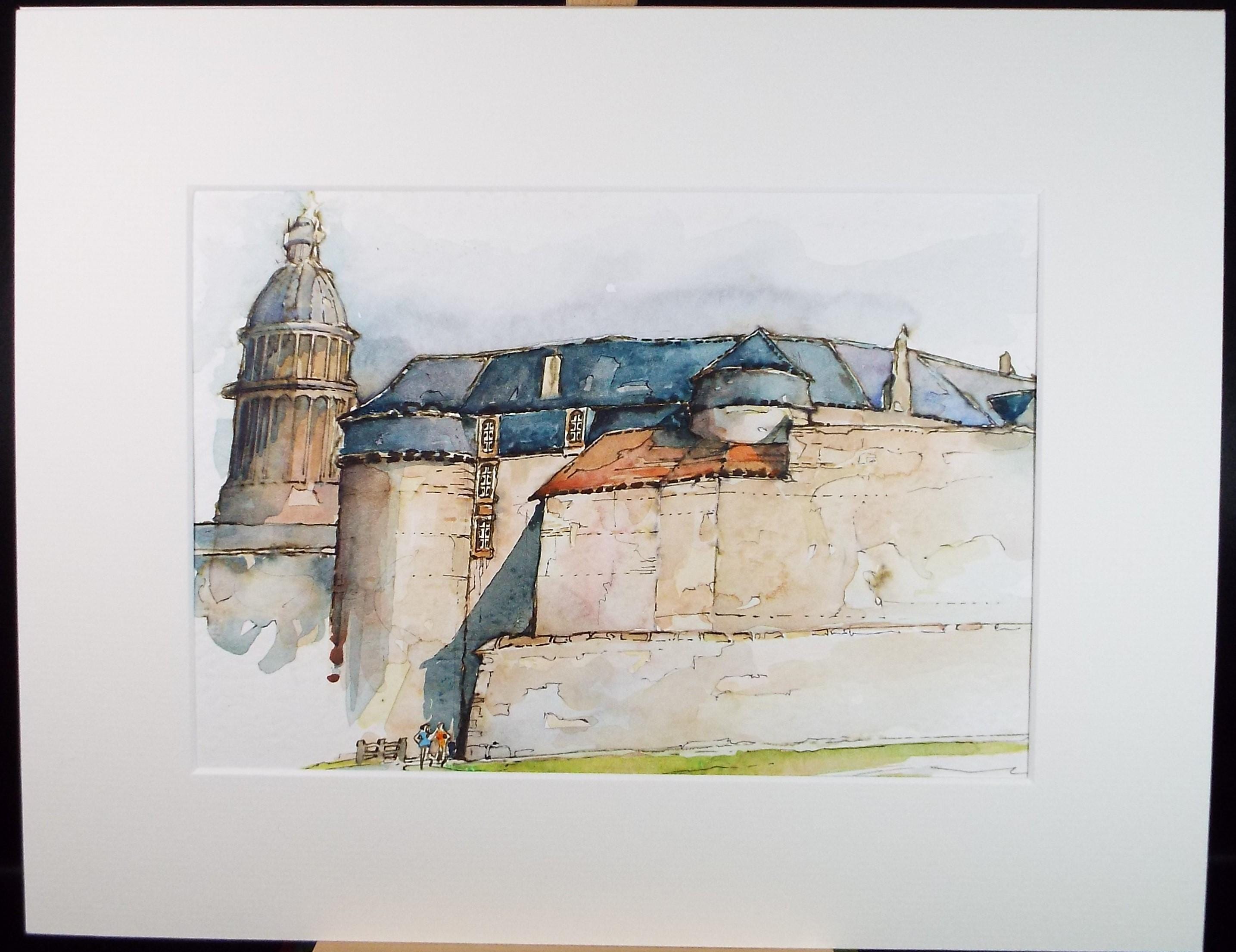 Original Watercolour drawing , 'Chateau Musee, Bologne', John Hambleton Holdcroft (1926-2014), Circa 1970's