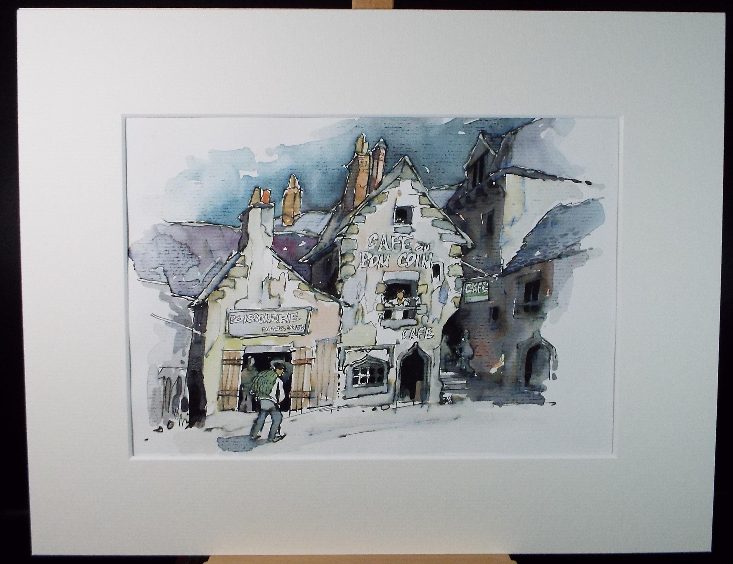 Original Watercolour drawing , 'Breton Scene', John Hambleton Holdcroft (1926-2014), Circa 1970's