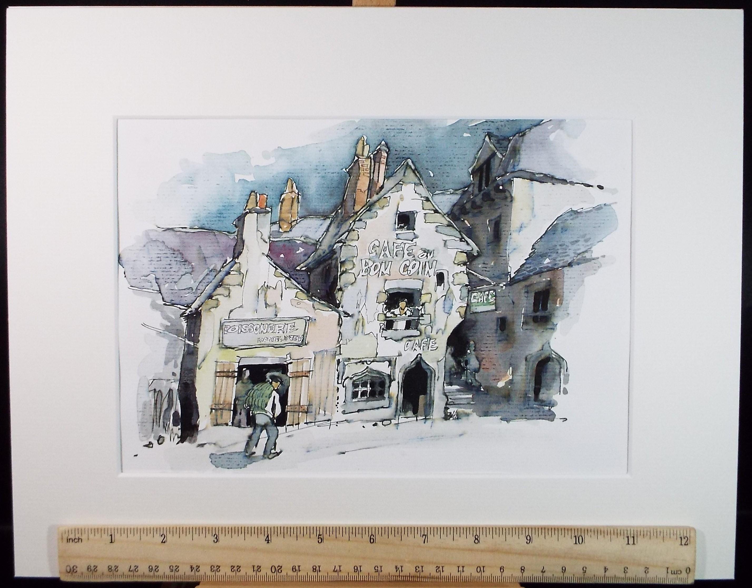 Original Watercolour drawing , 'Breton Scene', John Hambleton Holdcroft (1926-2014), Circa 1970's