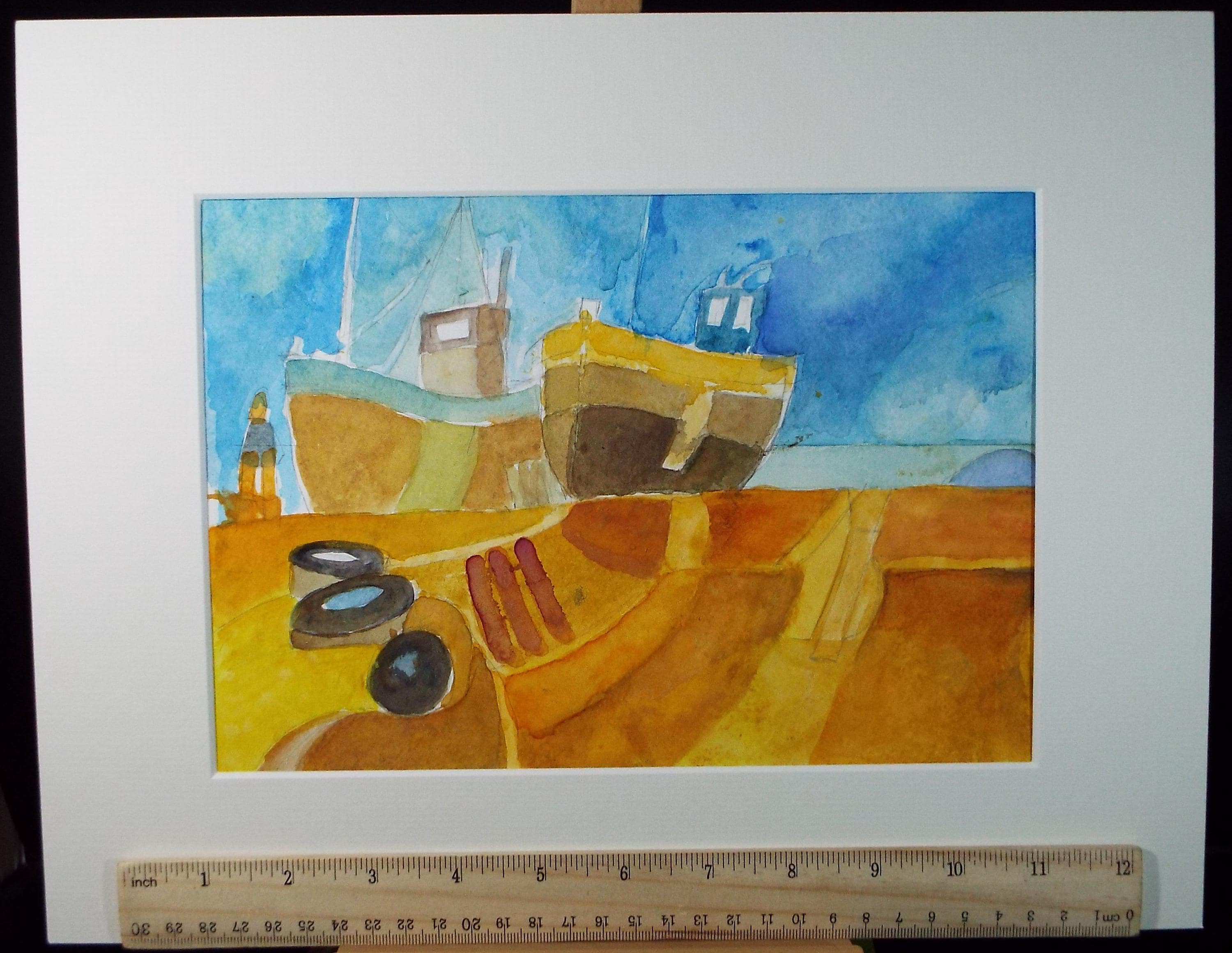 Original Watercolour, 'Boats on the Shore', Colin Fifield (1940-2022), Circa 1980's