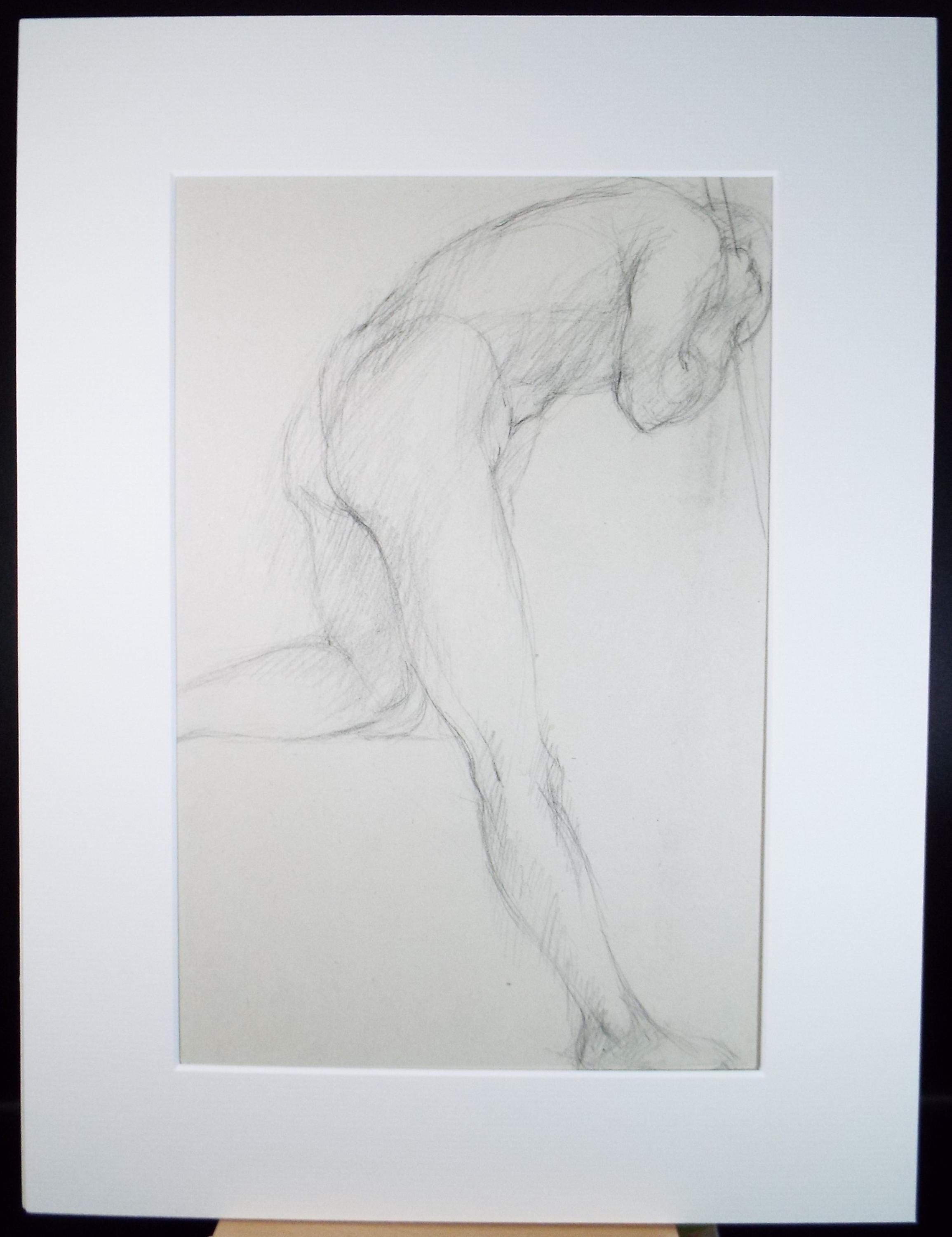 Pencil drawing 'Balancing Male figure', c1950s, C.D. Finley