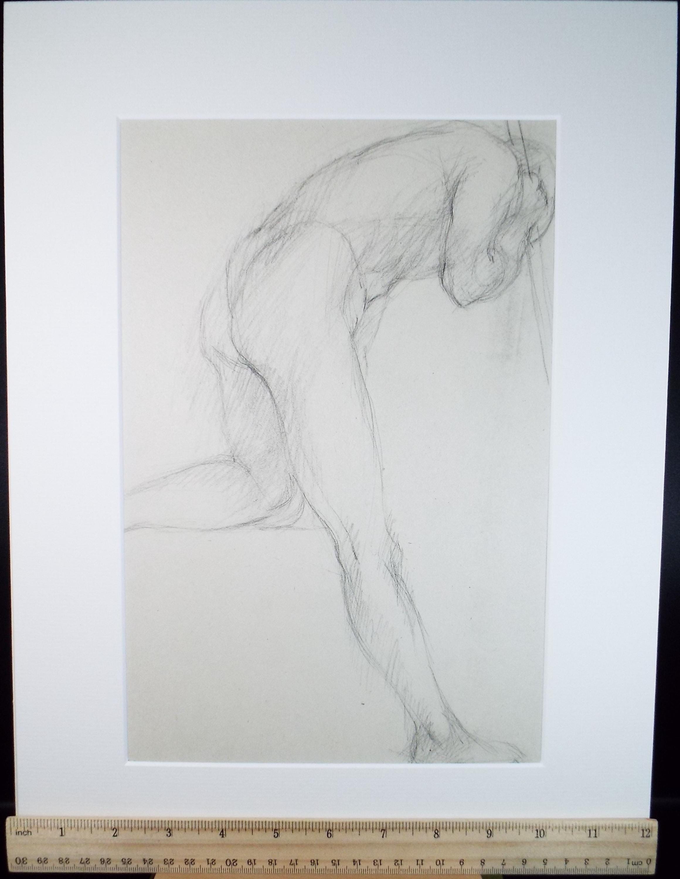 Pencil drawing 'Balancing Male figure', c1950s, C.D. Finley