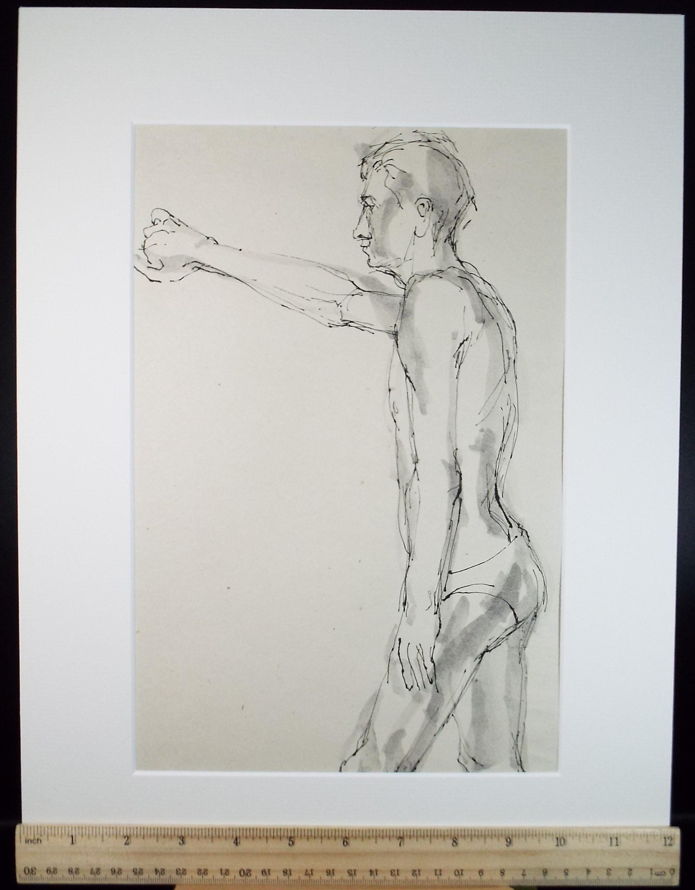 Pen & ink drawing 'Standing Male figure', c1950s, C.D. Finley