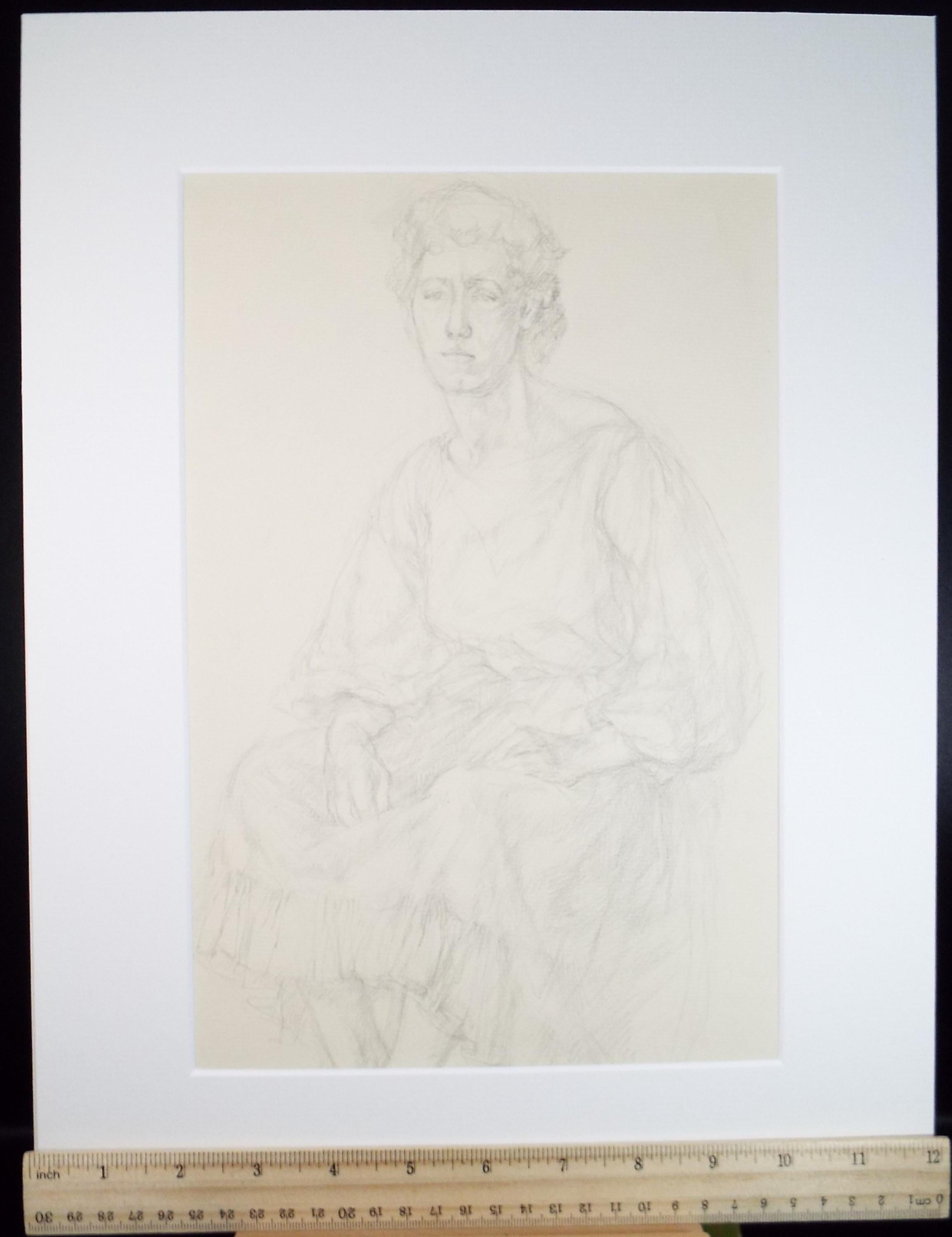 Pencil drawing 'Seated Woman', c1950s, C.D. Finley