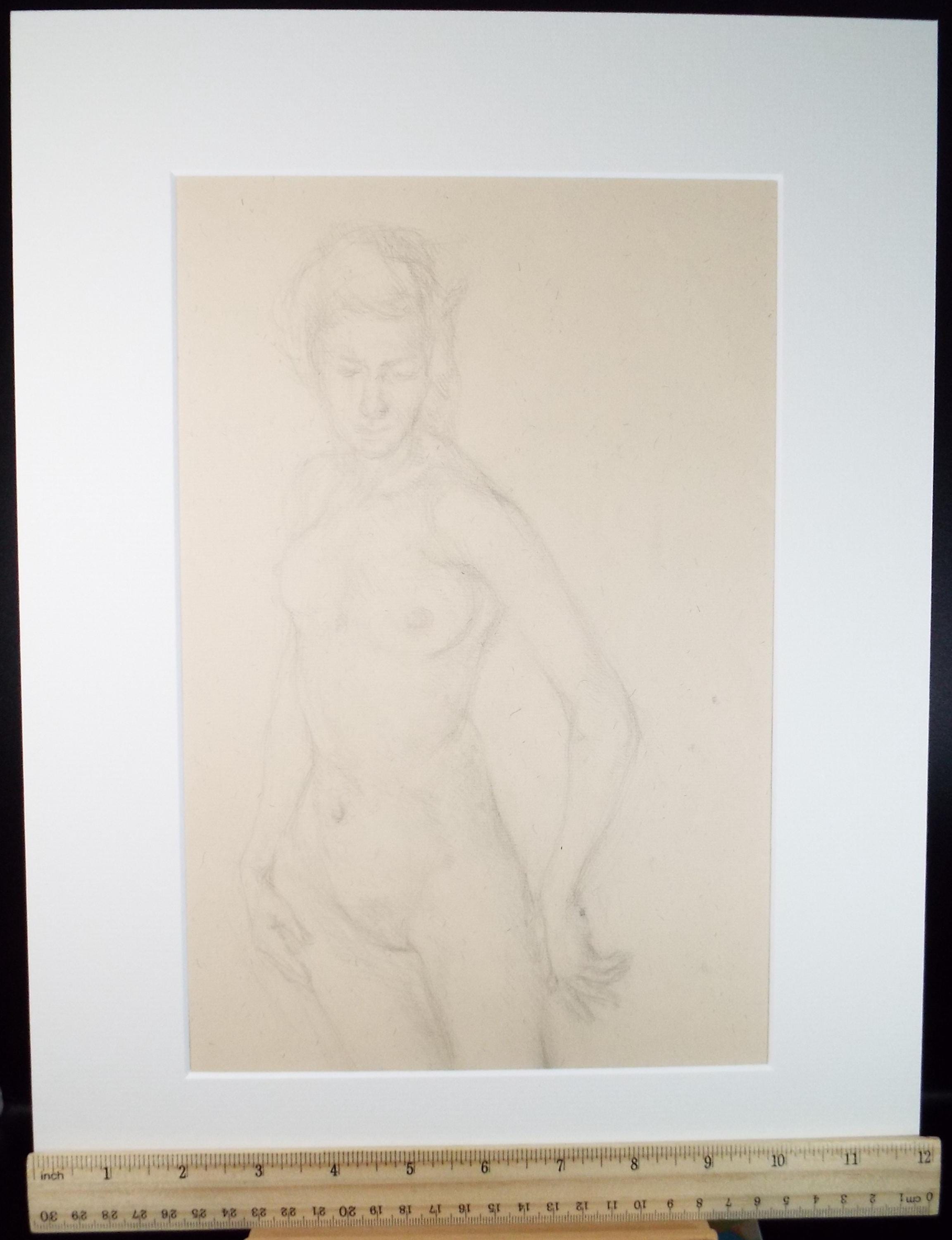 Pencil drawing 'Standing Woman', c1950s, C.D. Finley