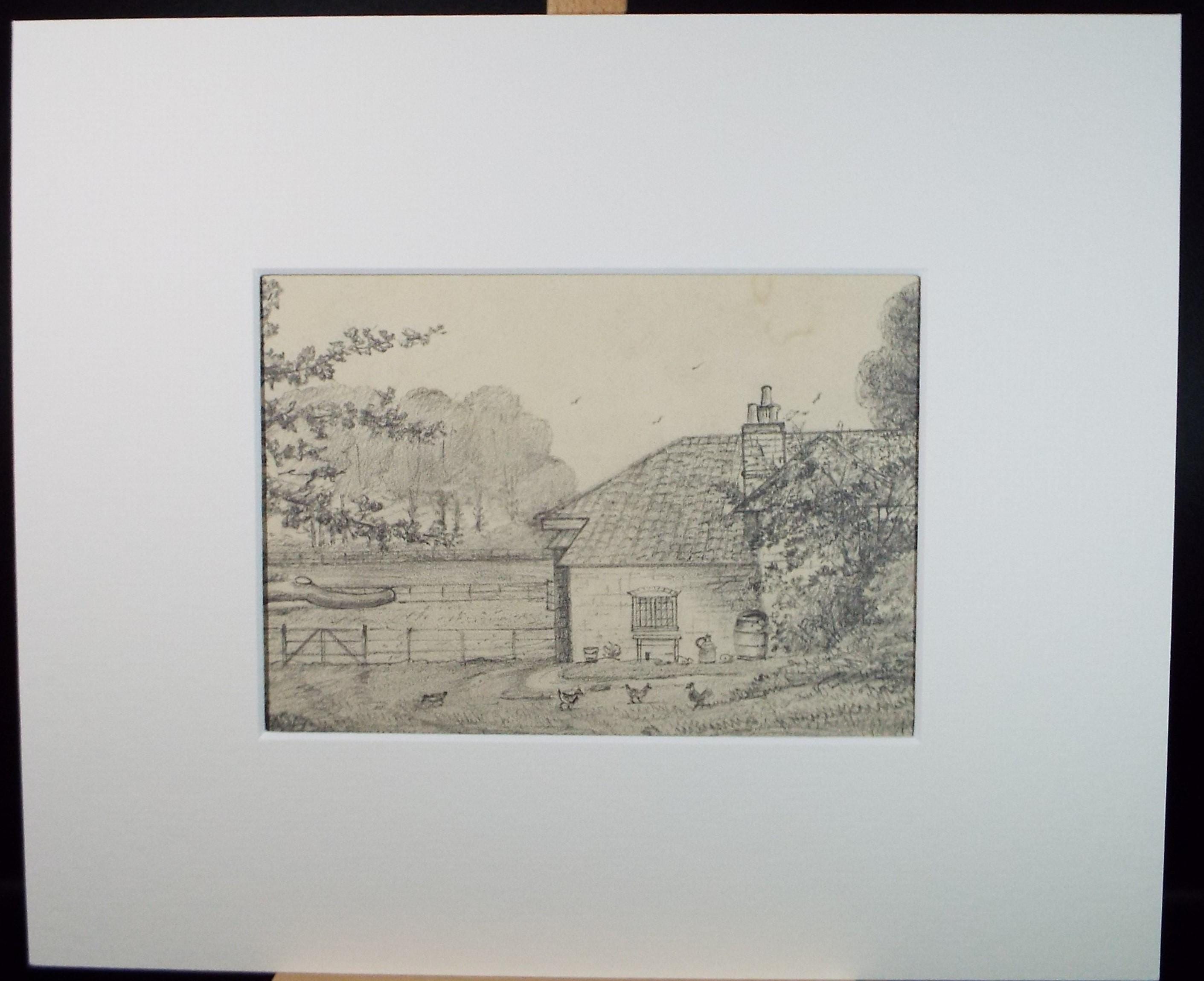 Original Pencil drawing, 'Mr Gowton's Cottage, Beeston park', Dated 1873, artist unknown
