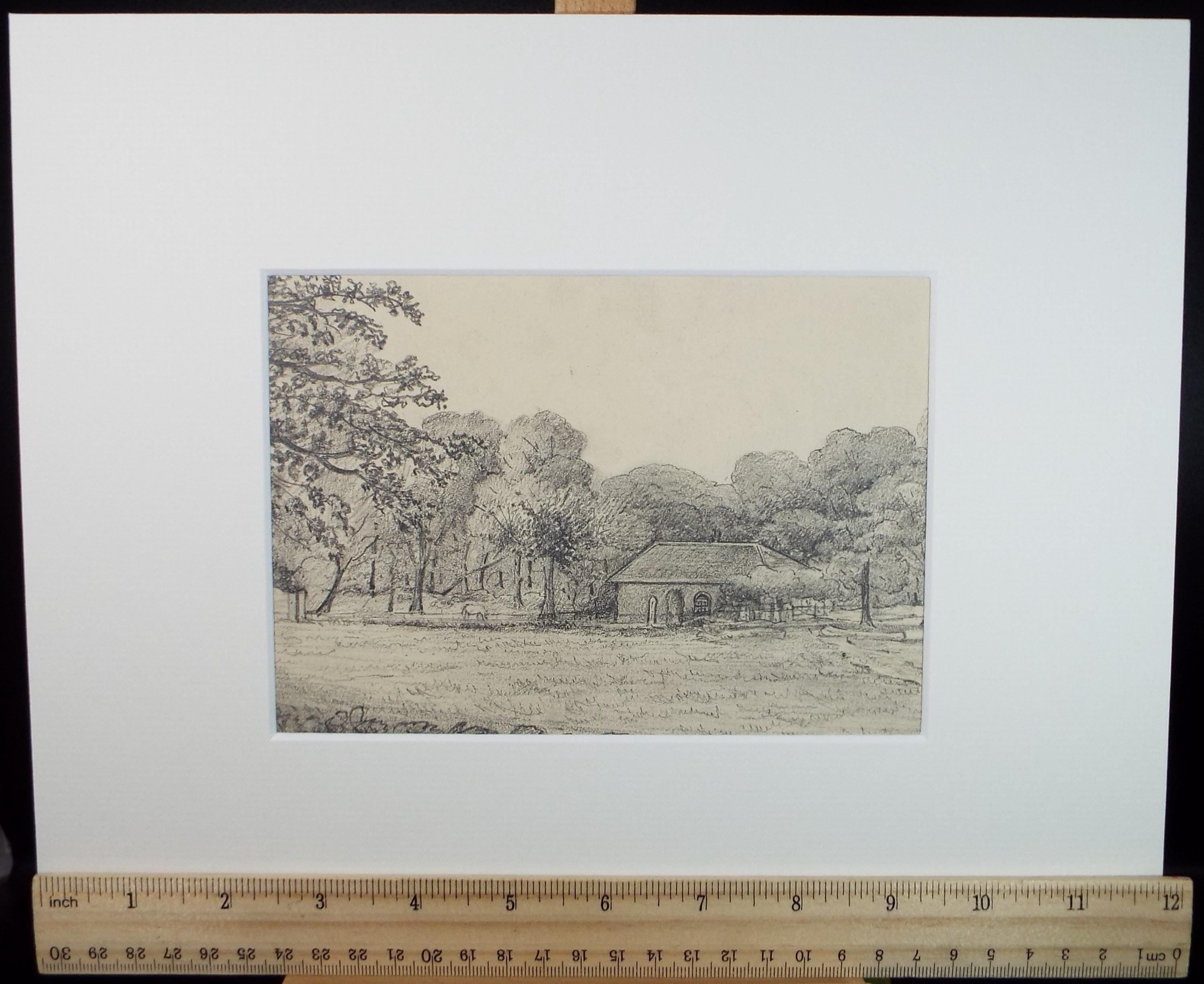 Original Pencil drawing, 'Beeston Park', dated 1873, artist unknown
