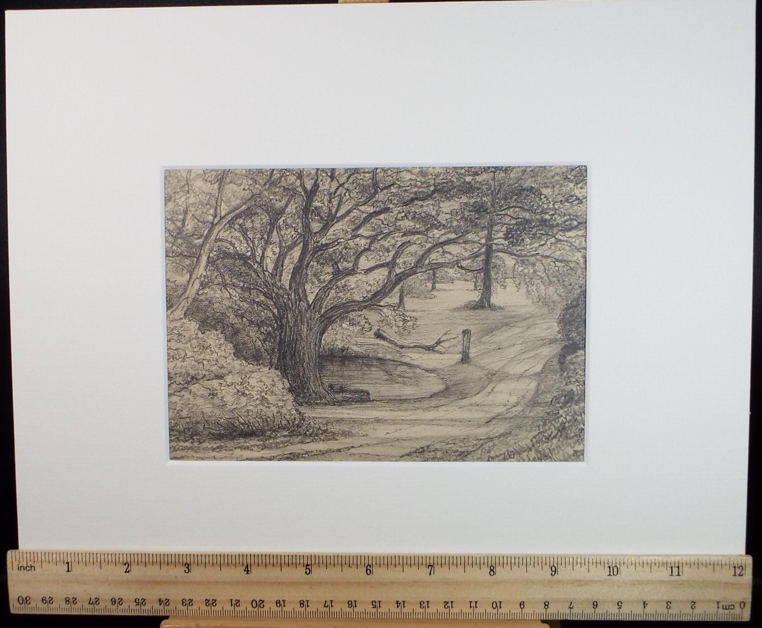 Original Pencil drawing, 'Road to Beeston Park', Dated 1875', artist unknown