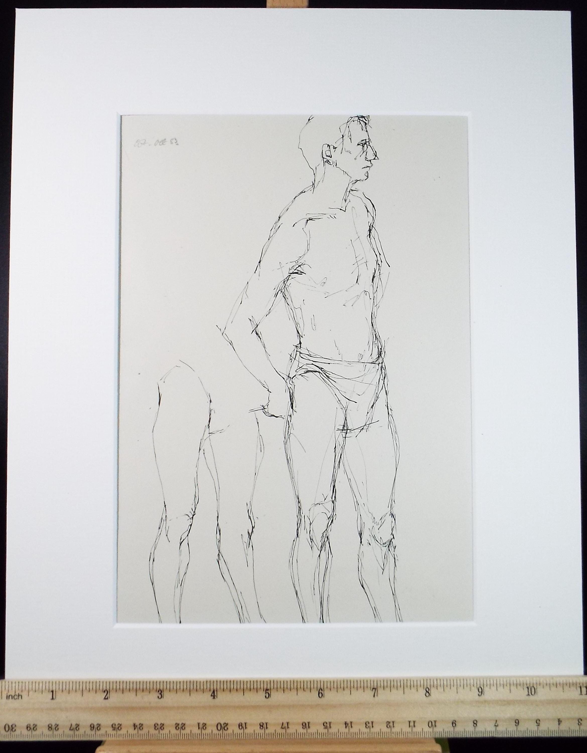 Pen & ink drawing 'Standing Male figure', c1950s, C.D. Finley