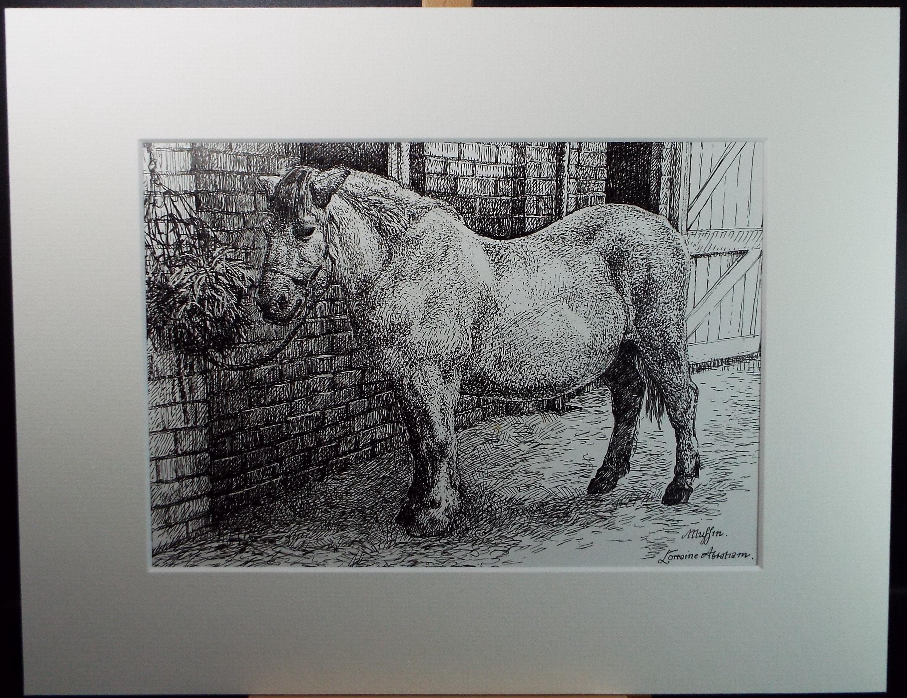 Original ink drawing, 'Muffin', Lorraine Abraham RSMA (1941-2023), Circa 1990's