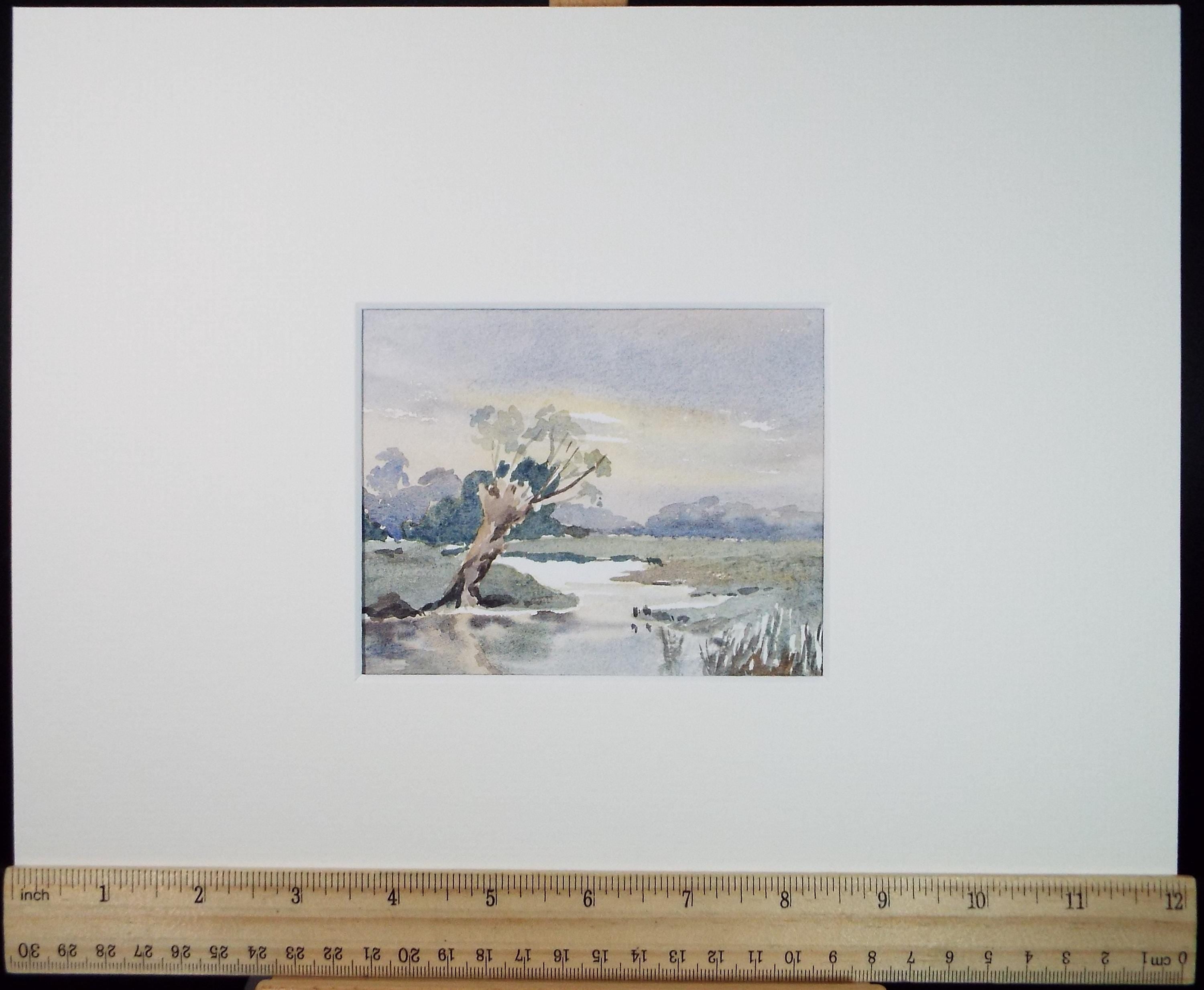 Original Watercolour, 'Water Meadow', Circa 1990's ,Artist Unknown