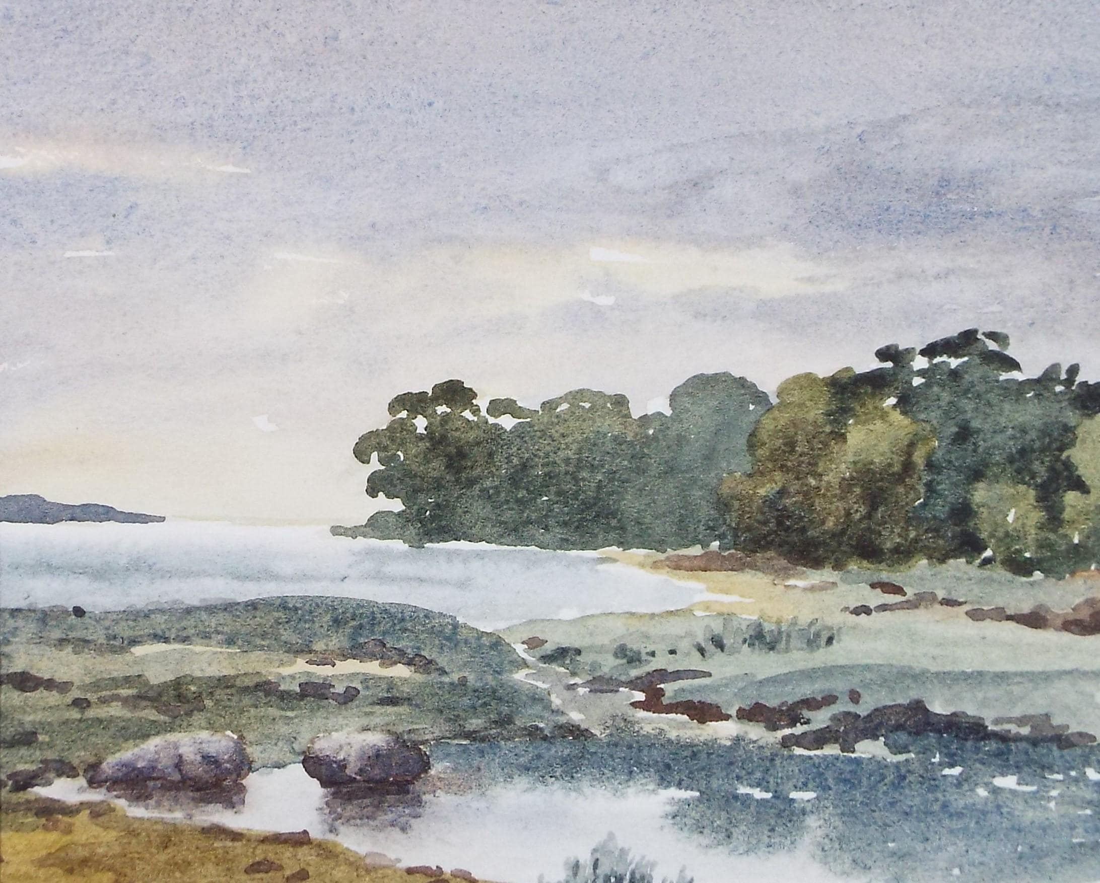 Original Watercolour, 'Coastal Landscape', Circa 1990, Artist Unknown