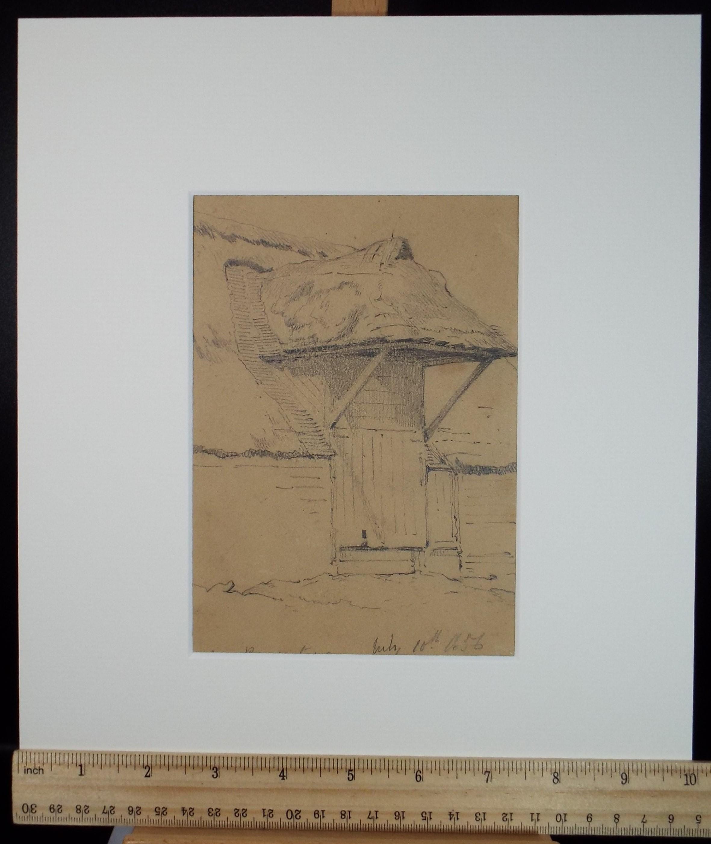 Original Pencil Drawing, 'Barn, Near Ramsgate', Dated 1856, Artist Unknown