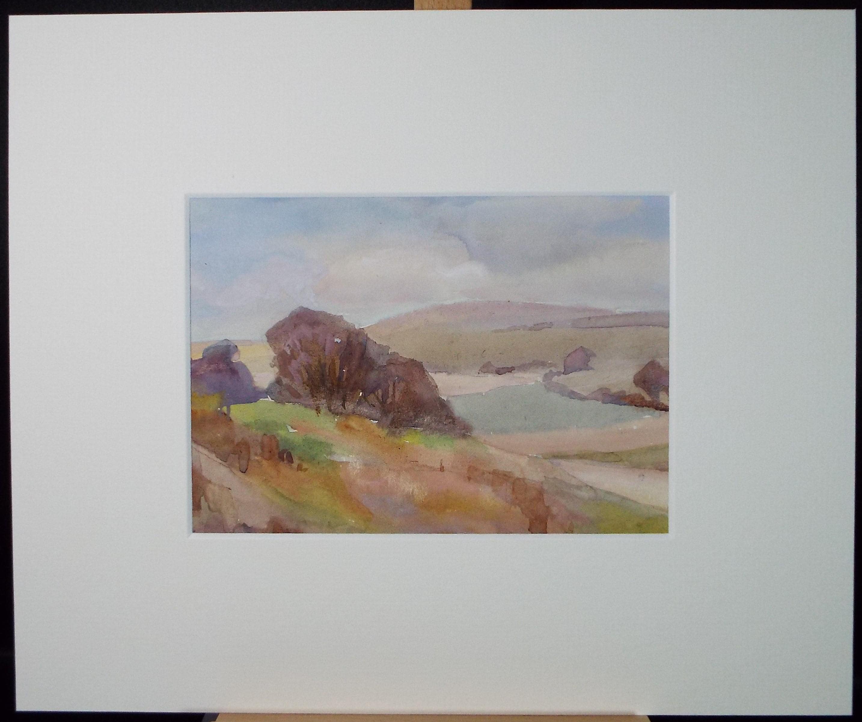 Original Watercolour, 'Autumn Fields and woodland', Artist Unknown, circa 1920's