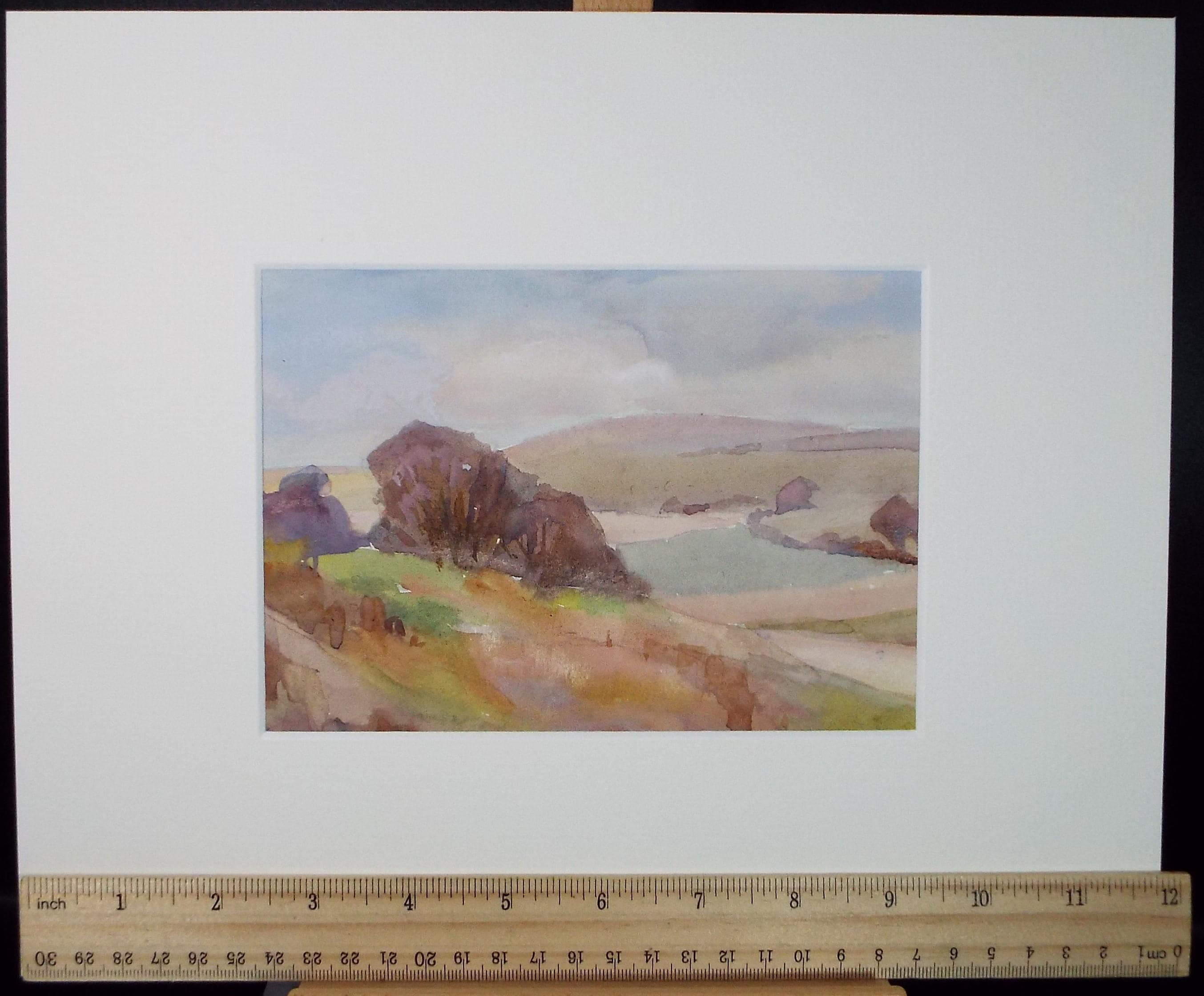 Original Watercolour, 'Autumn Fields and woodland', Artist Unknown, circa 1920's