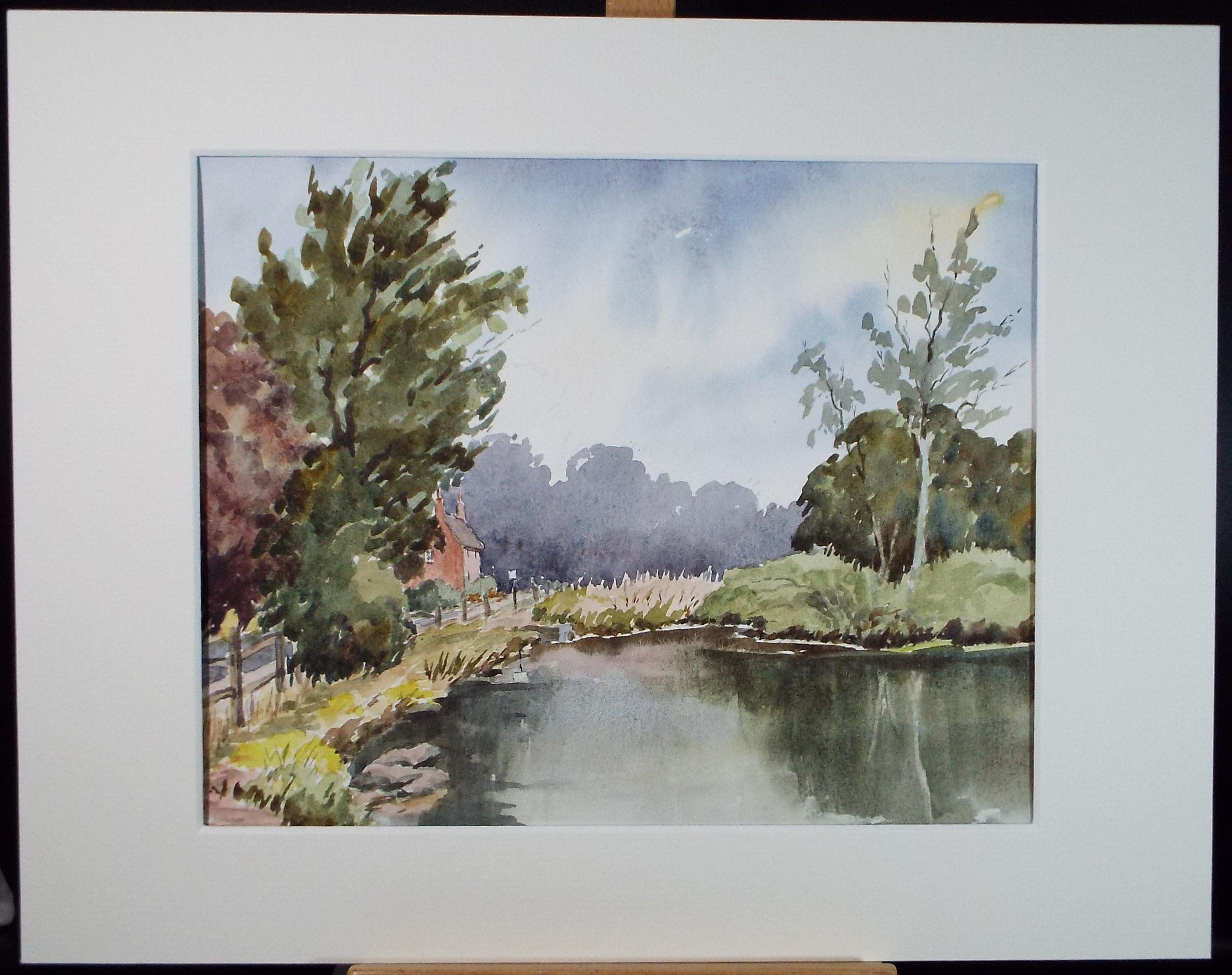 Original Watercolour, 'The pond, Ditchling', Dated 1988, Unknown artist